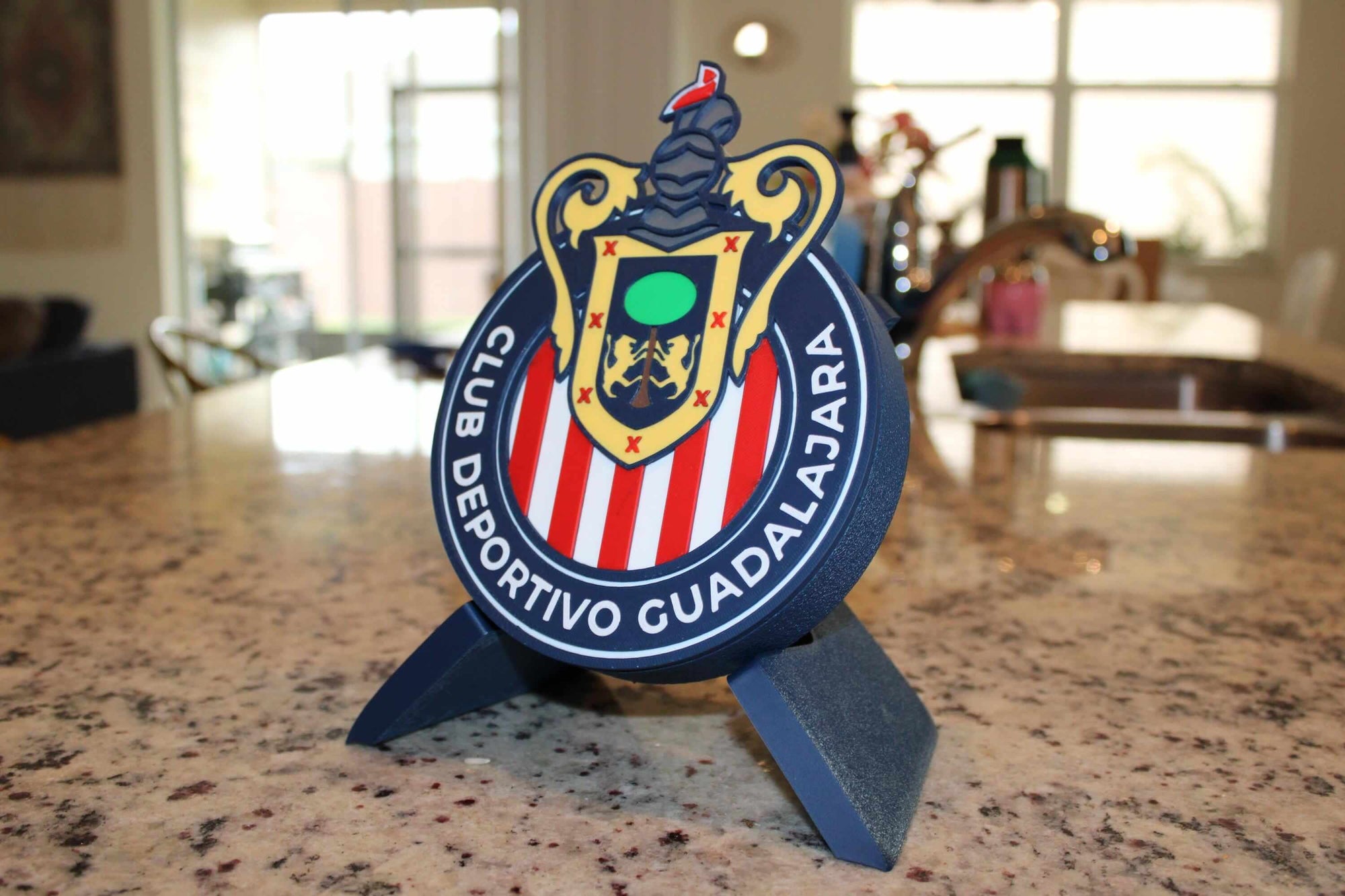 3D plaque of Club Deportivo Guadalajara featuring vibrant colors, high-quality materials, and an easy display base.
