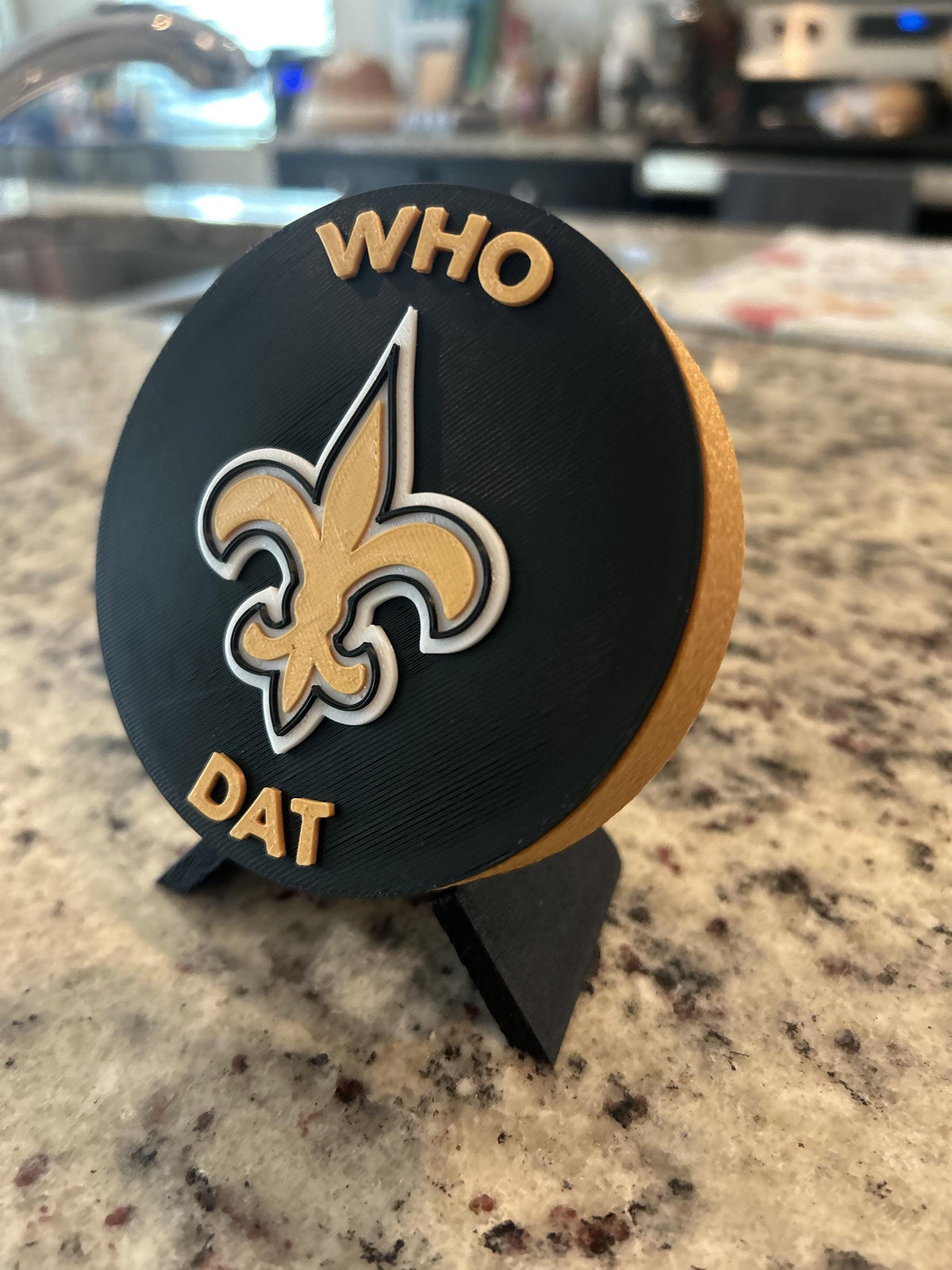 New Orleans Saints 3D printed display medallion with stand and hidden stash boxWho Dat fan gift, made in USA