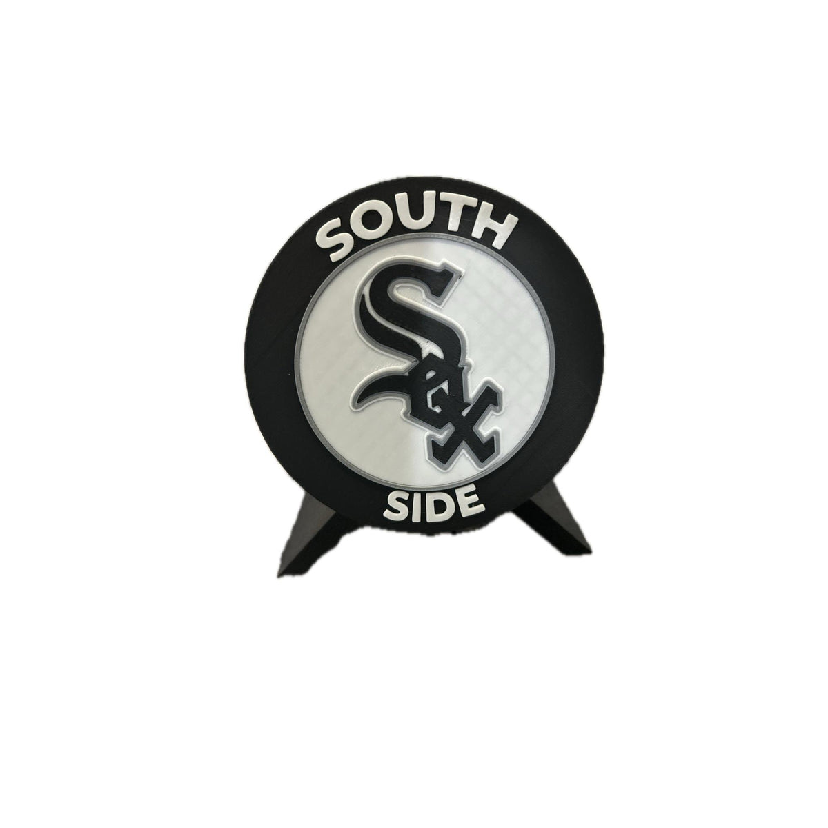 Chicago White Sox 3D printed round display medallion with stand and hidden stash boxSouth Side MLB baseball fan gift, made in USA