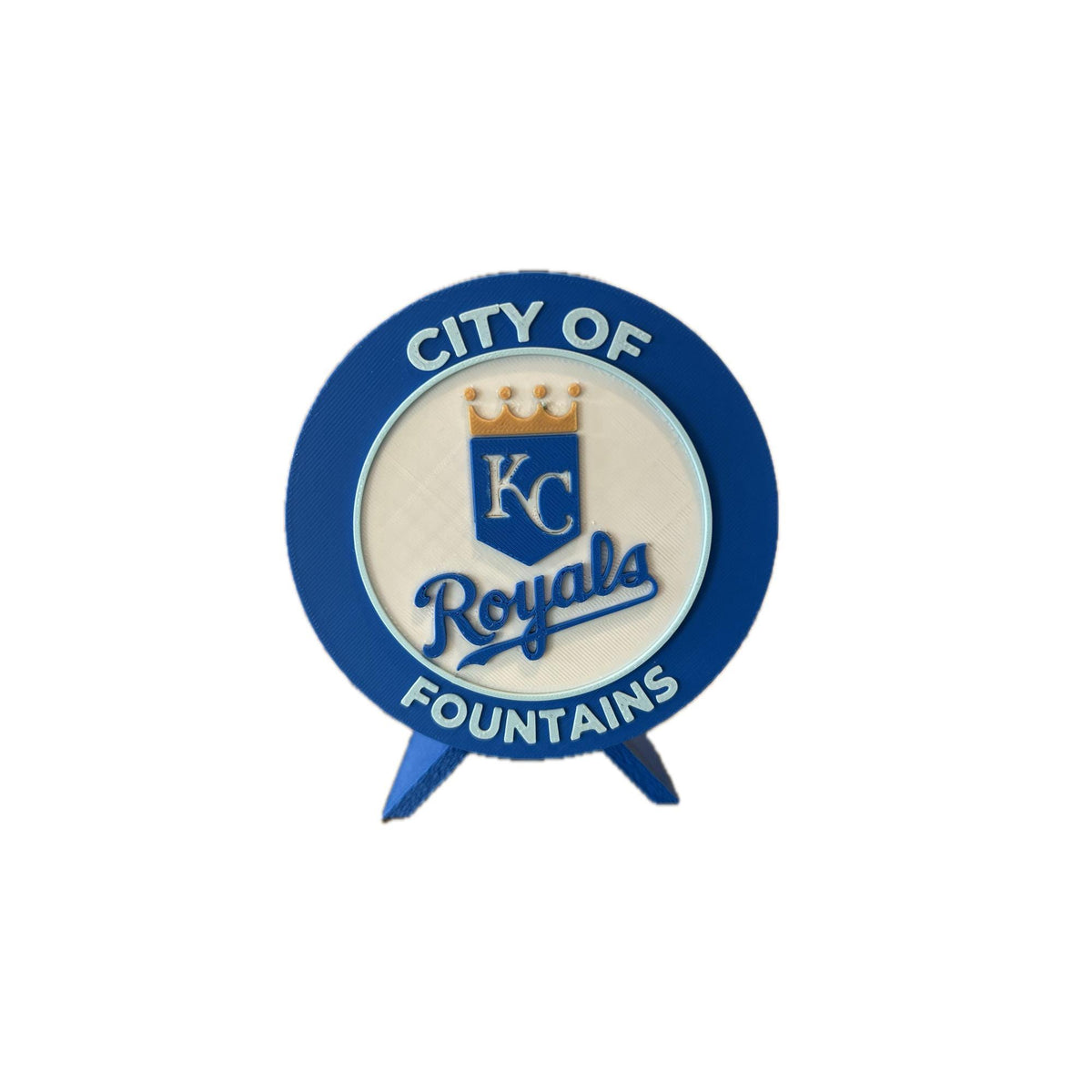 Kansas City Royals 3D printed round display medallion with stand and hidden stash boxCity of Fountains MLB baseball fan gift, made in USA