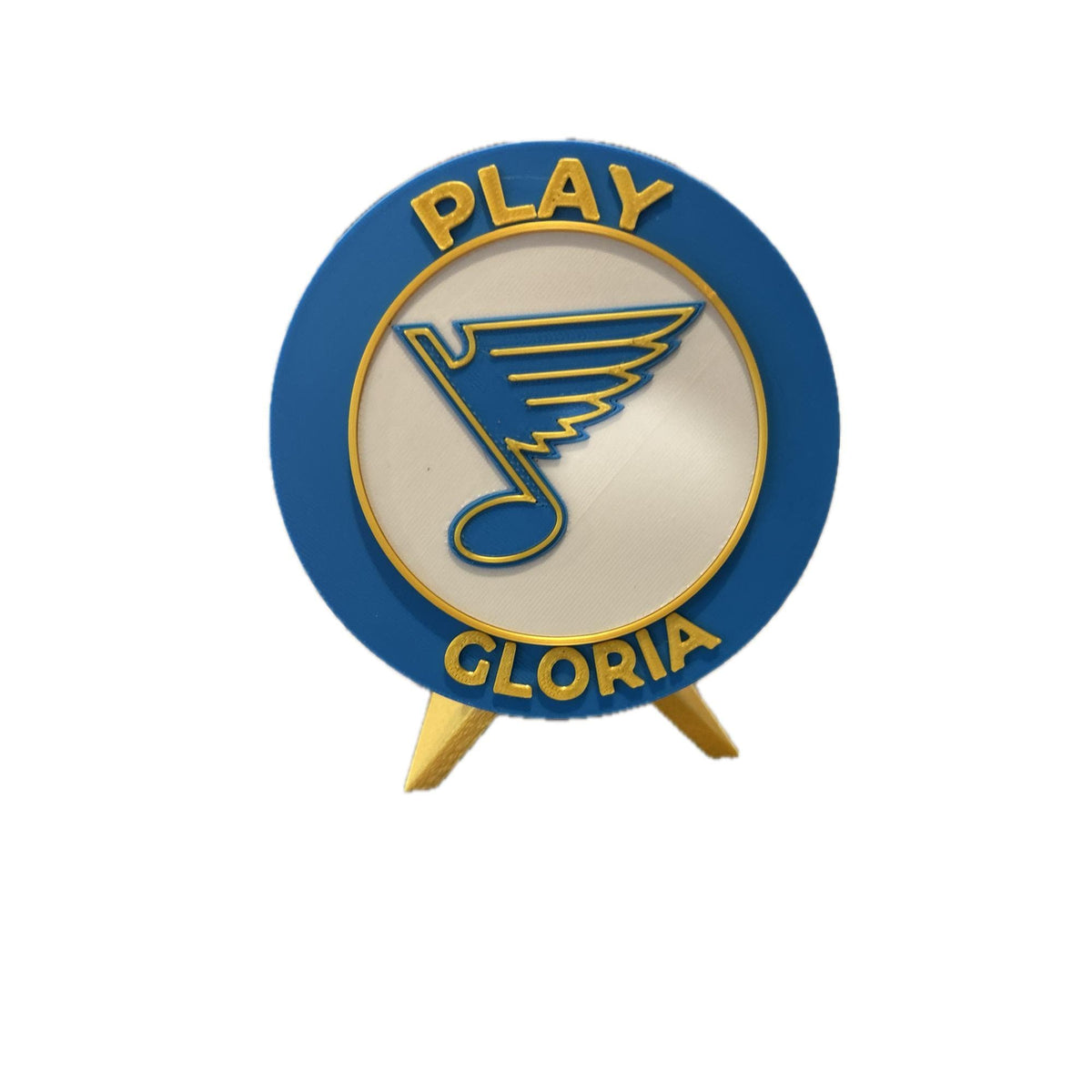 St Louis Blues 3D printed round display medallion with stand and hidden stash boxPlay Gloria NHL hockey fan gift, made in USA