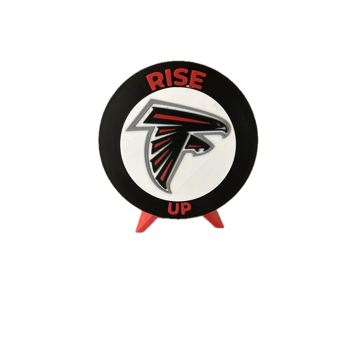 Atlanta Falcons 3D printed round display medallion with stand and hidden stash boxRise Up NFL fan gift, made in USA