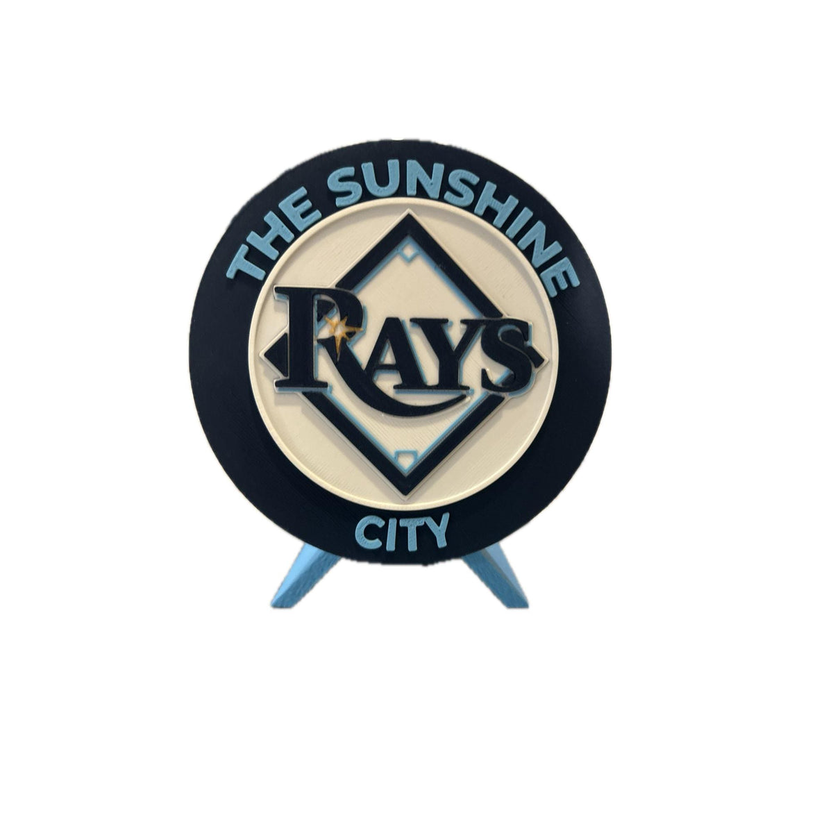 Tampa Bay Rays 3D printed round display medallion with stand and hidden stash boxSunshine City MLB baseball fan gift, made in USA