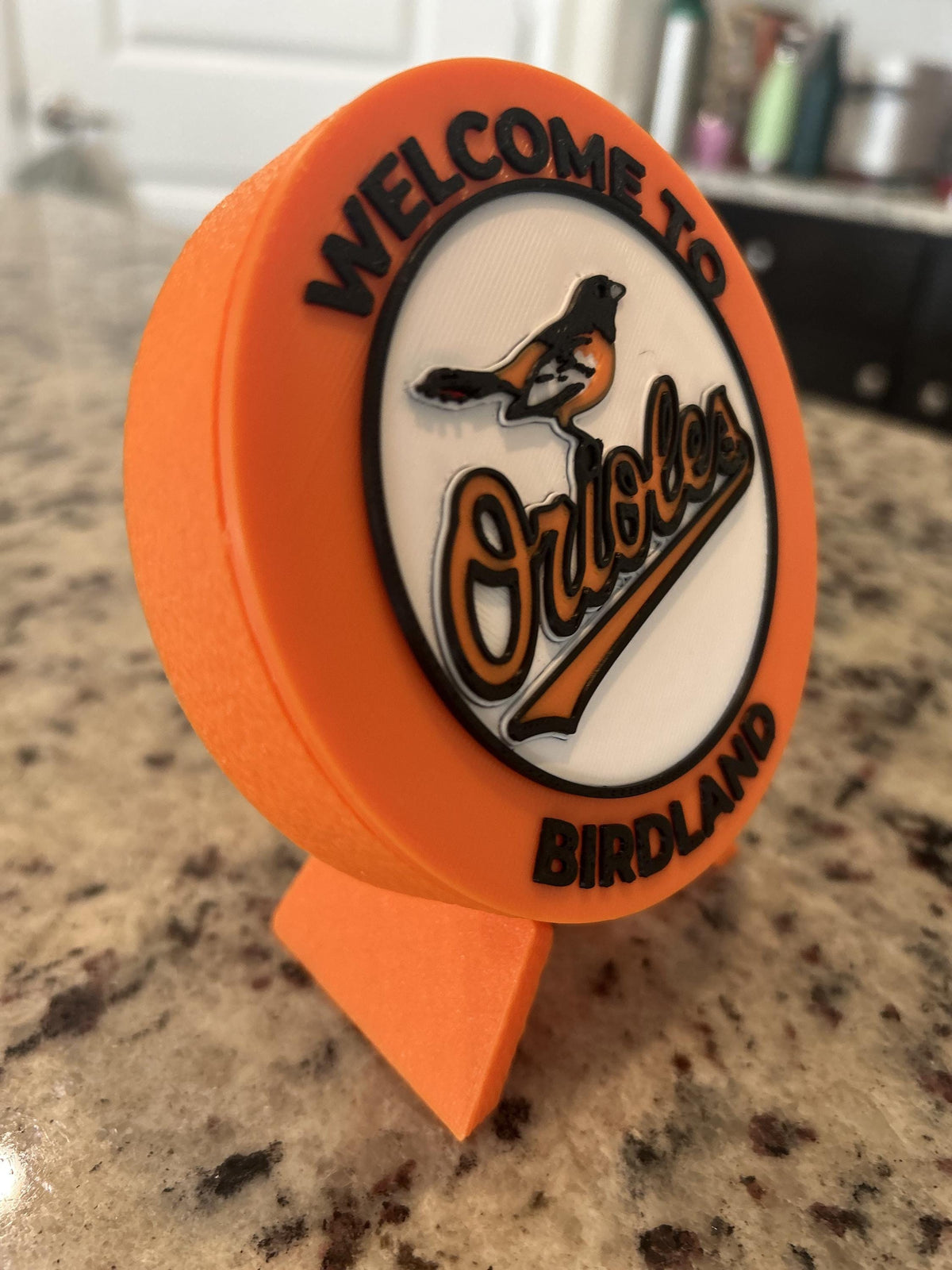 Baltimore Orioles Birdland 3D printed personalized roundel display with stand and hidden stash box, made-to-order MLB baseball fan gift, made in USA