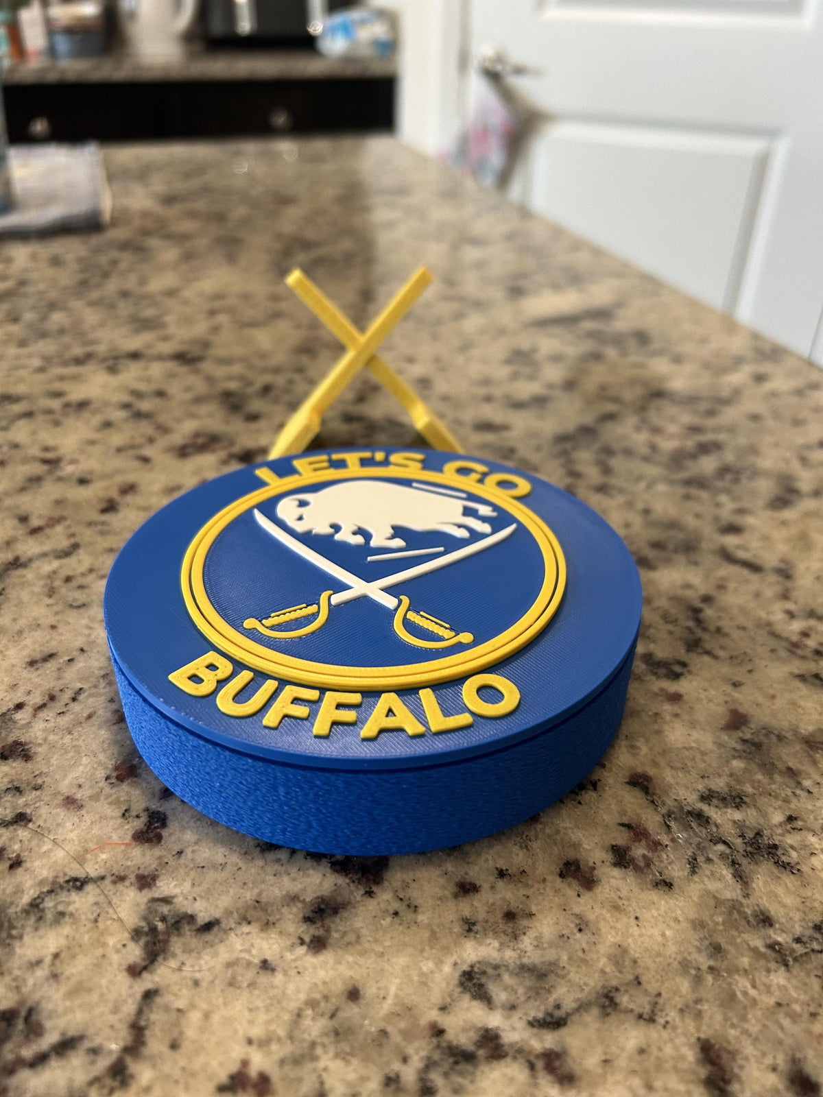 Buffalo Sabres Personalized Roundel Display with Stand; 3D printed fan gift, made in USA