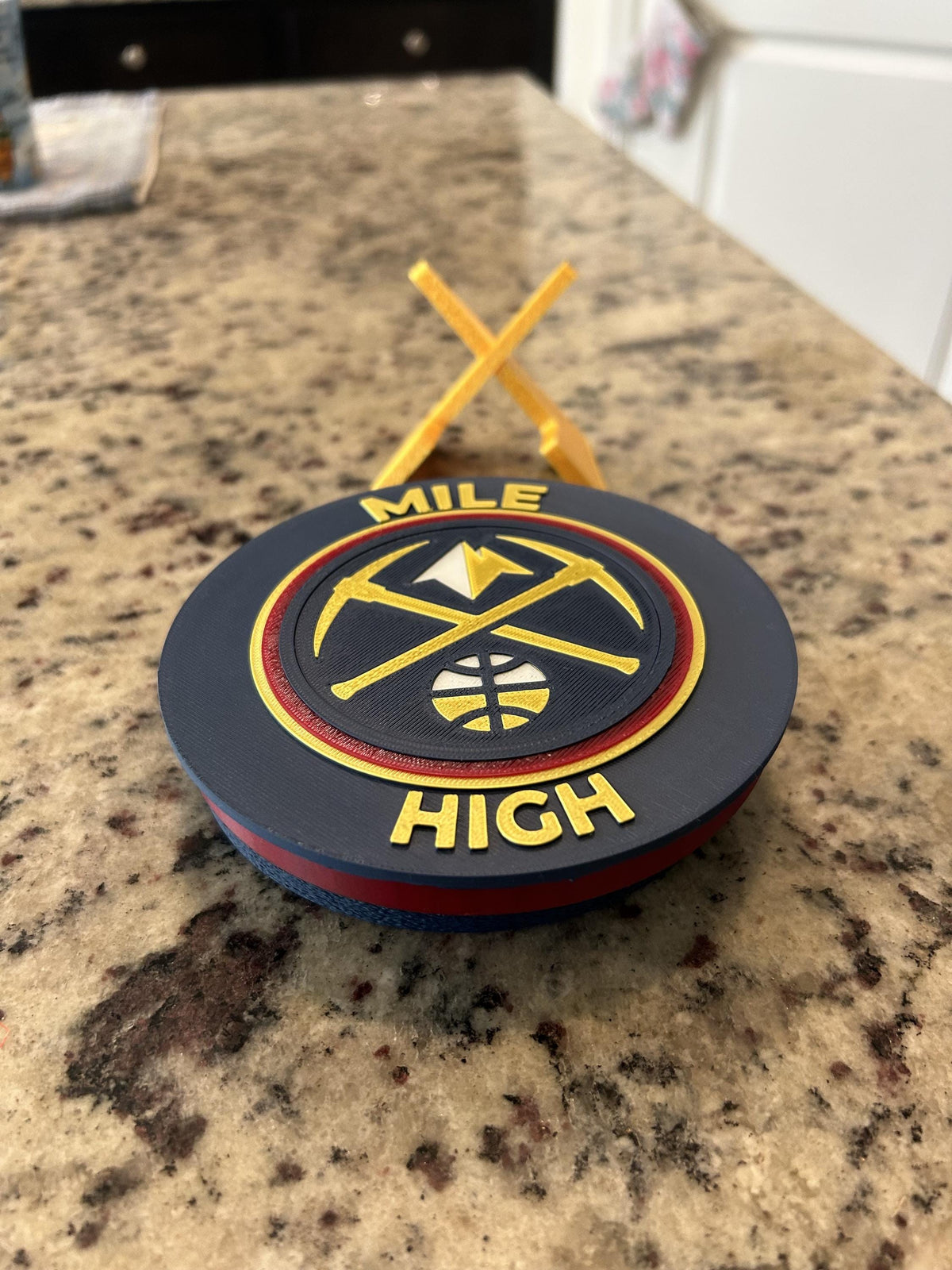 Denver Nuggets Personalized Roundel Display with Stand; 3D printed fan gift, made in USA