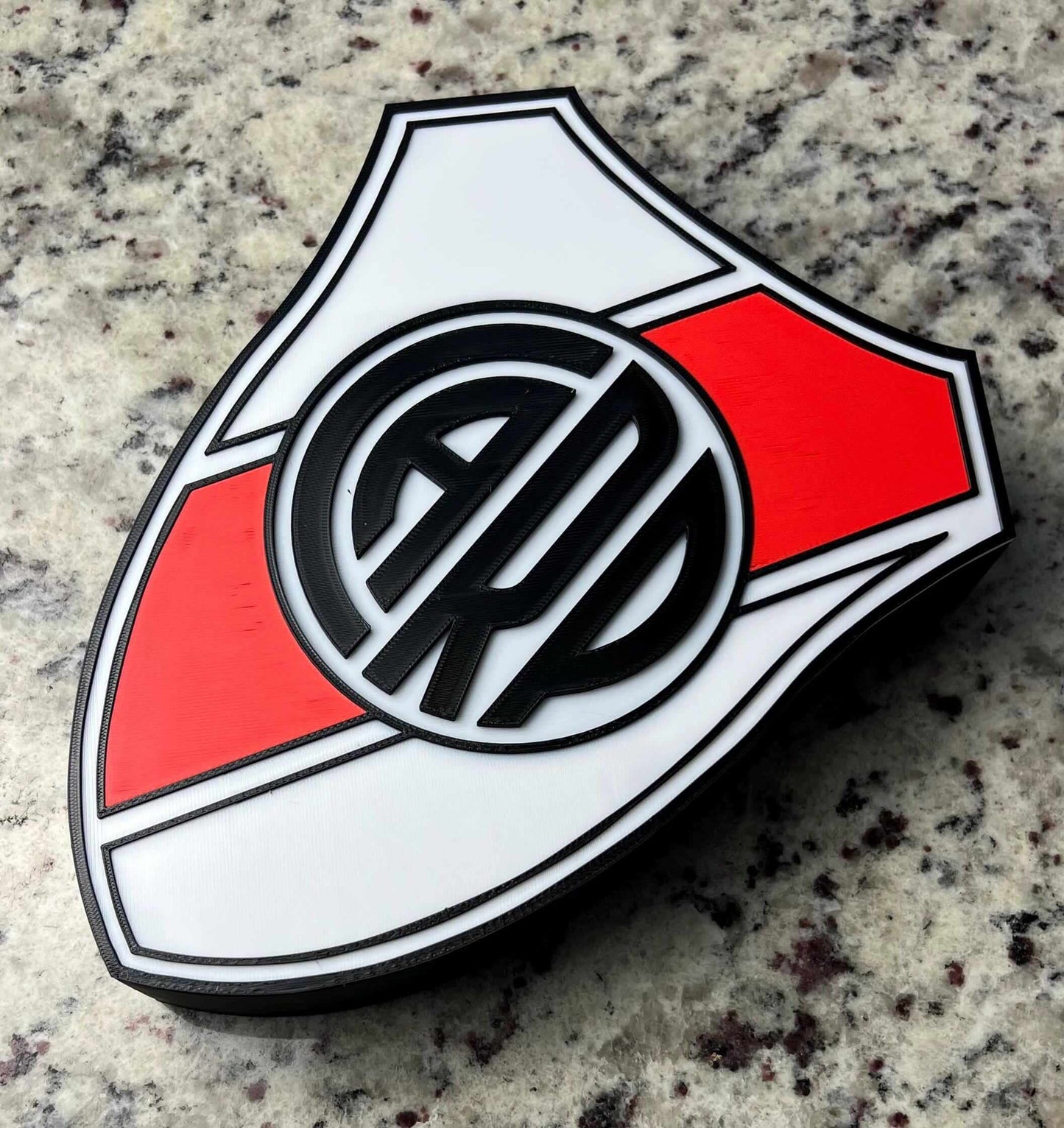 River Plate 3D Decorative Box logo, high quality materials, vibrant colors, unique soccer decor for fans.