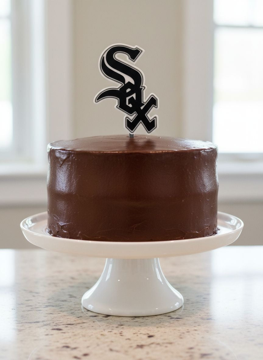 Chicago White Sox 3D printed cake topper and cupcake toppers, food-grade PETG Sox logo, MLB baseball birthday party decoration, made in USA