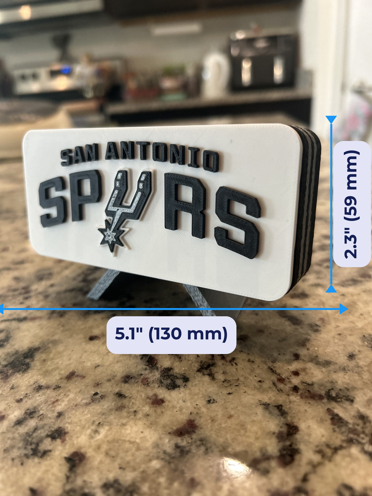 San Antonio Spurs 3D printed roundel and crest display with stand and hidden stash box, personalized NBA basketball fan gift, made in USA