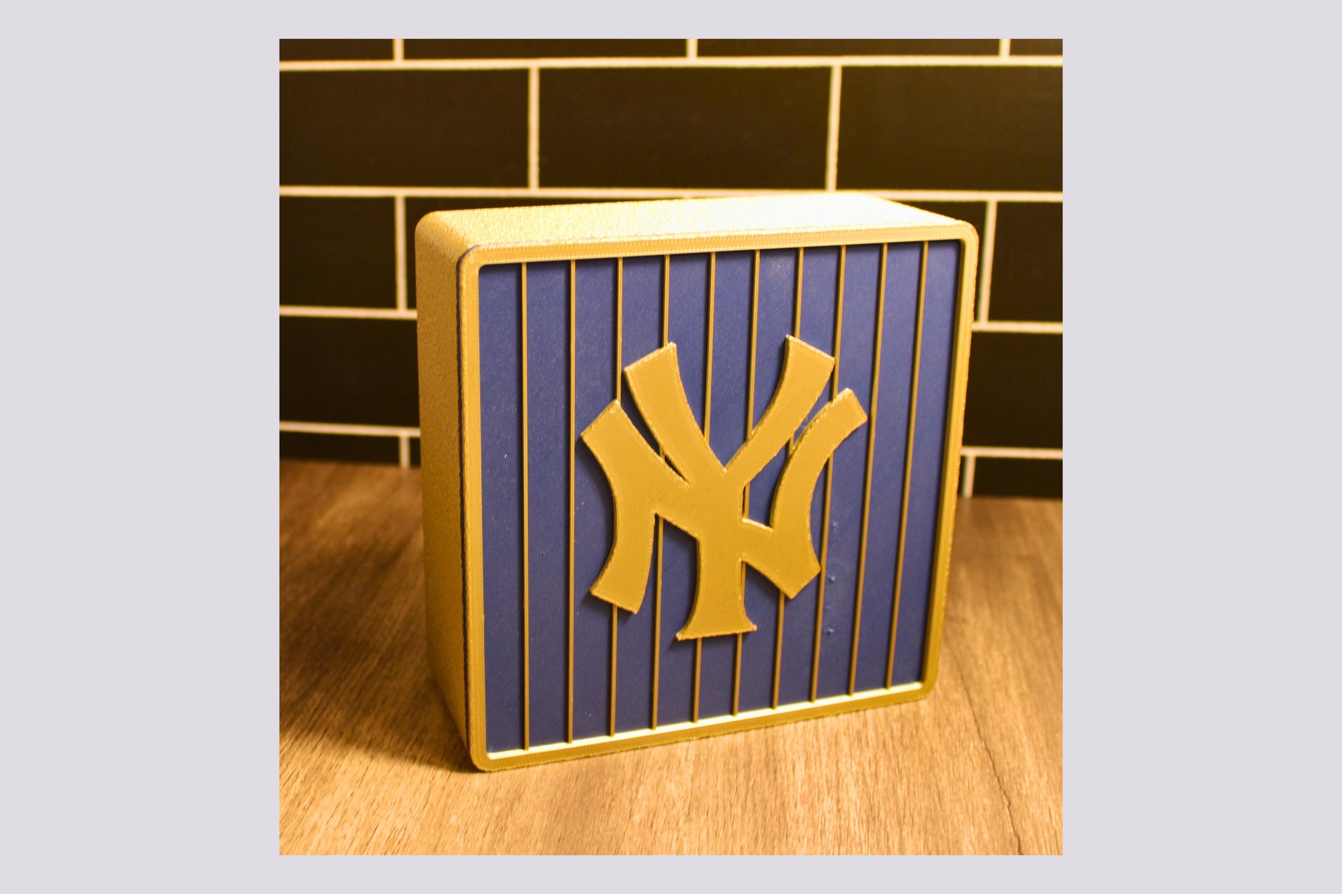 NY Yankees 3D Logo Stash Box. Blue and Iridium Gold Colored. Tiki-Taka3D