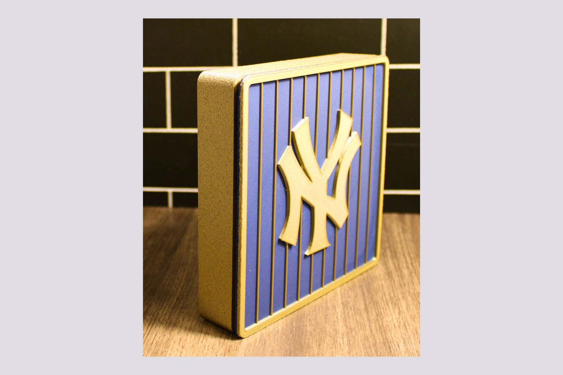 NY Yankees 3D Logo Stash Box. Blue and Iridium Gold Colored. Tiki-Taka3D