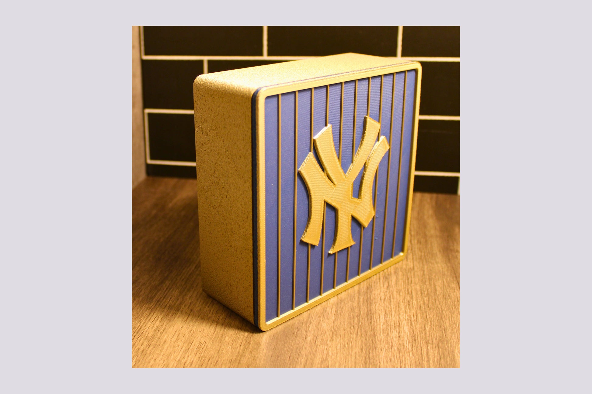 NY Yankees 3D Logo Stash Box. Blue and Iridium Gold Colored. Tiki-Taka3D