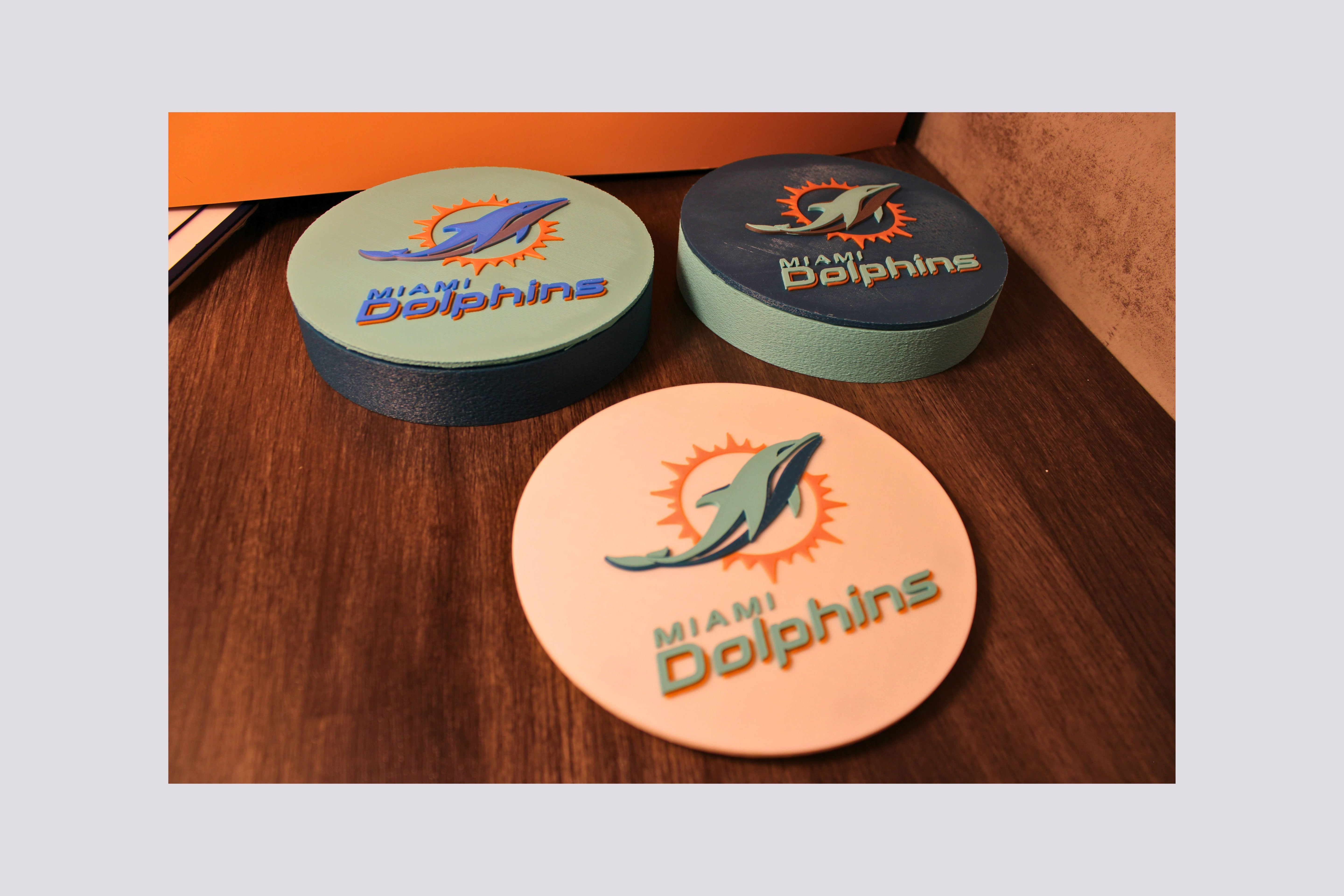 Dolphins 3D Logo Stash Box or Keepsake | Magnetic Compartment Tiki-Taka3D