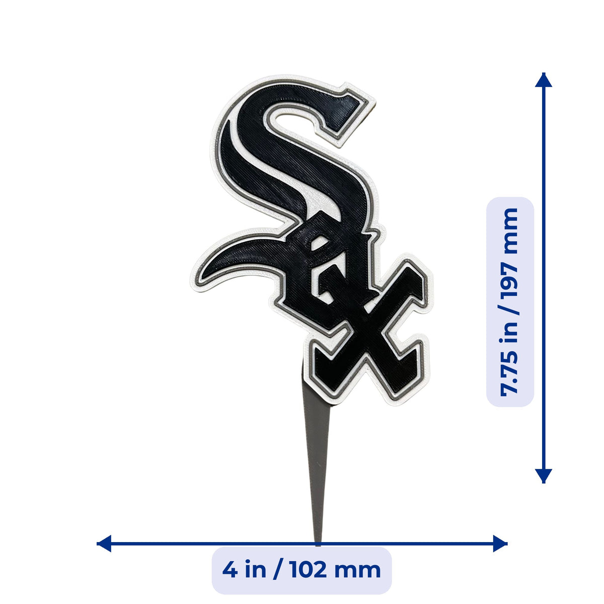 Chicago White Sox 3D printed cake topper and cupcake toppers, food-grade PETG Sox logo, MLB baseball birthday party decoration, made in USA