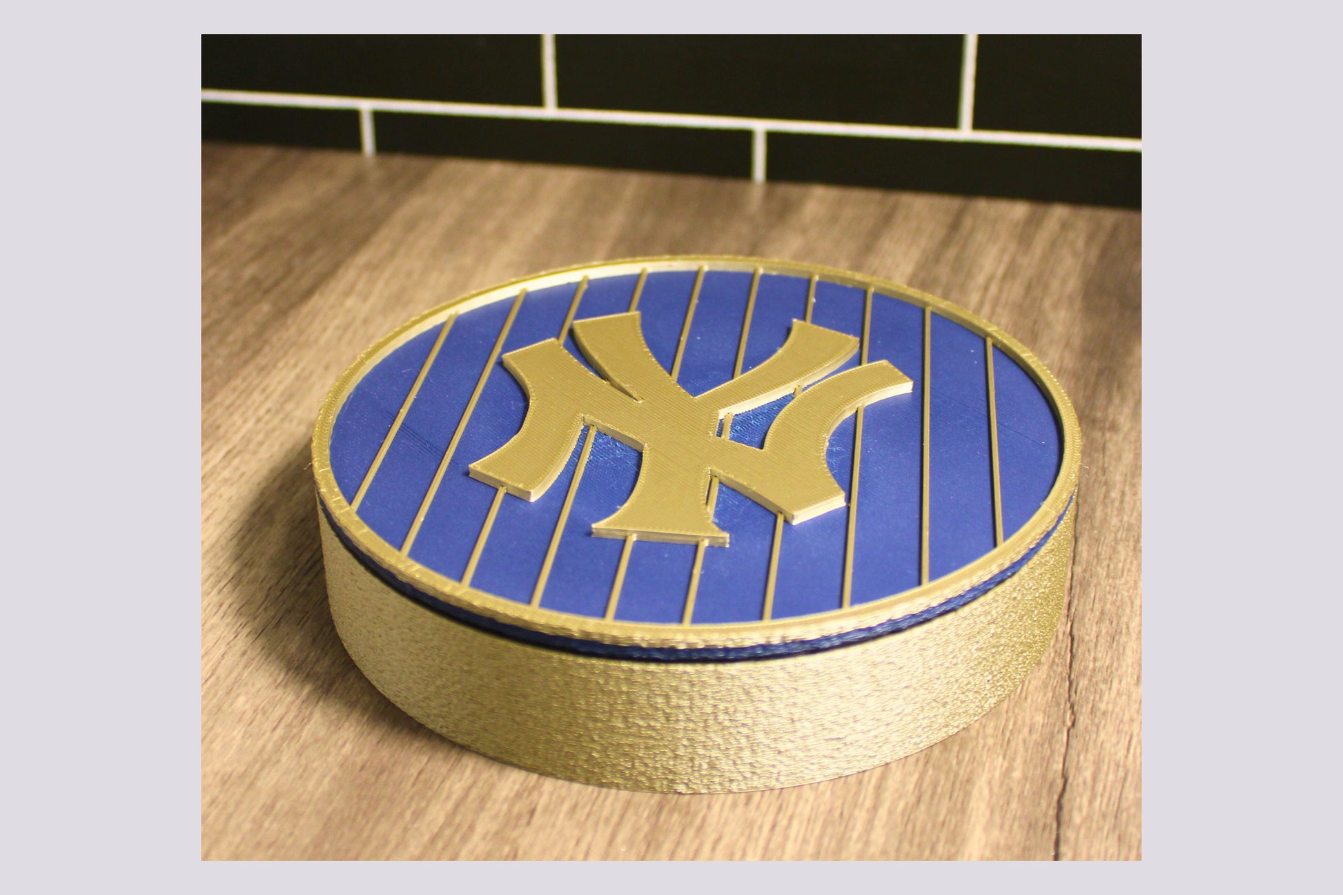 NY Yankees 3D Logo Stash Box. Blue and Iridium Gold Colored. Tiki-Taka3D