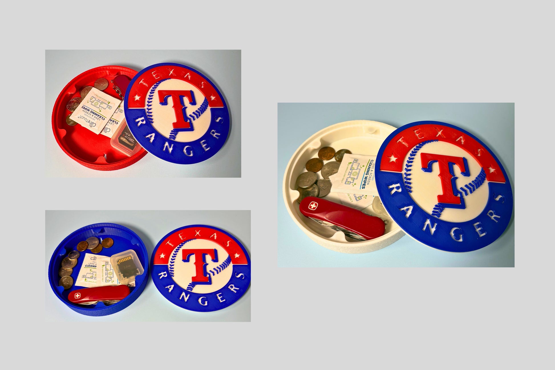 Texas Rangers 3D logo stash box: Unique MLB Baseball Fan Gift Tiki-Taka3D