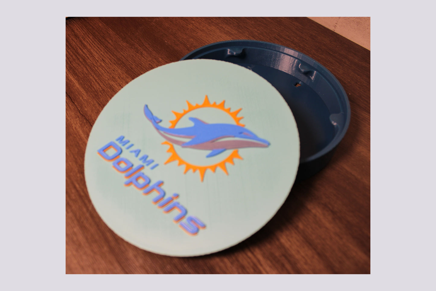 Dolphins 3D Logo Stash Box or Keepsake | Magnetic Compartment Tiki-Taka3D