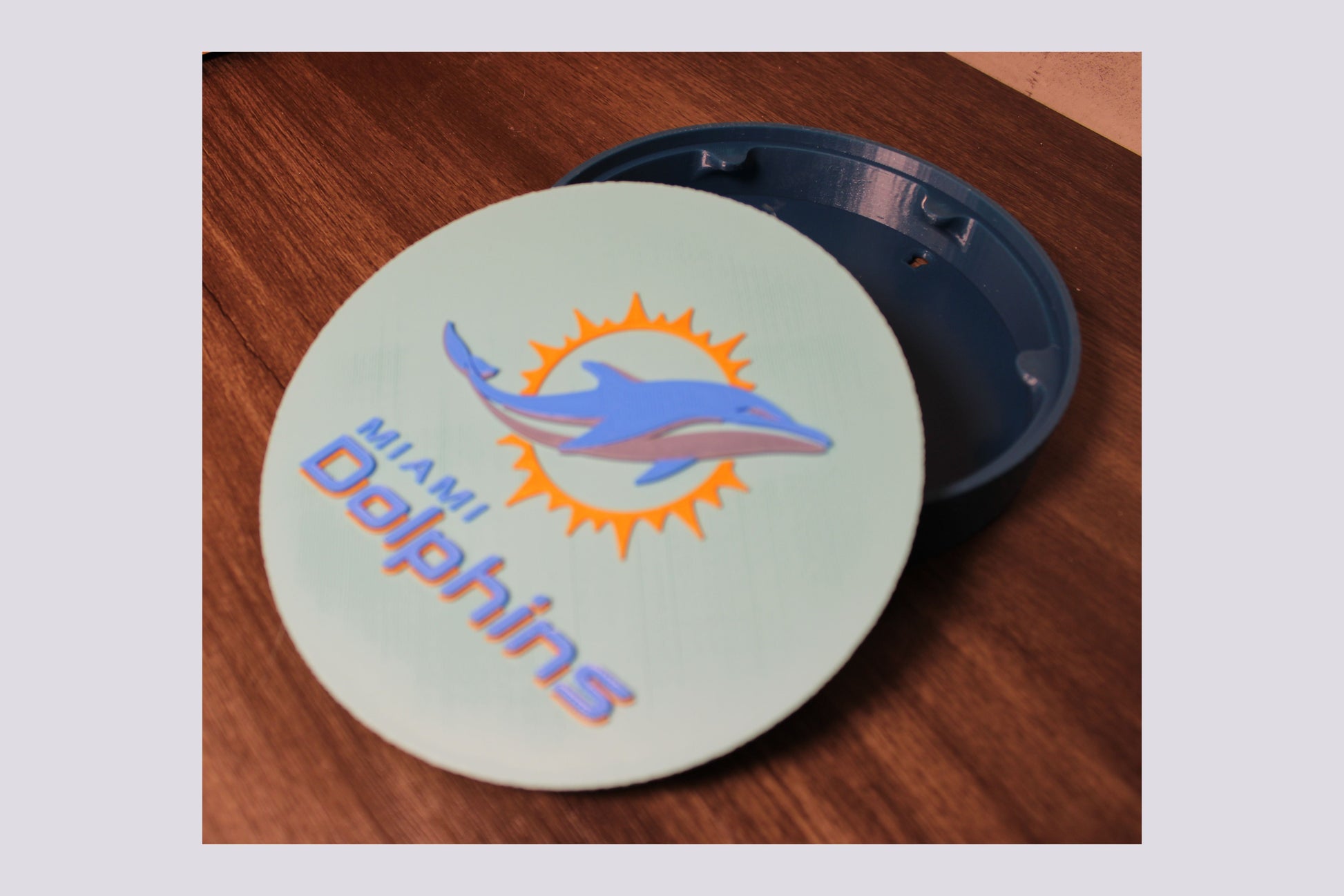 Dolphins 3D Logo Stash Box or Keepsake | Magnetic Compartment Tiki-Taka3D