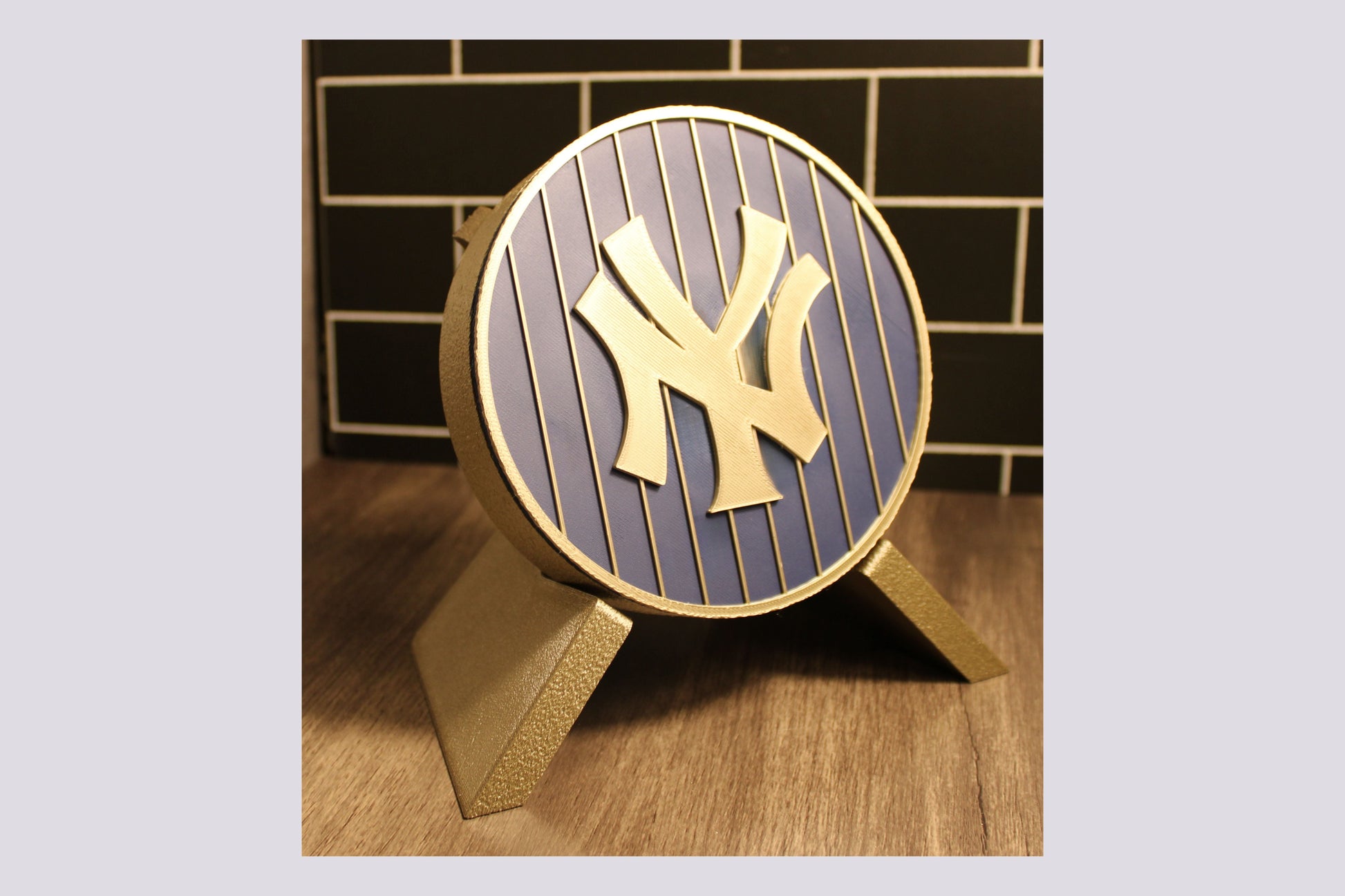 NY Yankees 3D Logo Stash Box. Blue and Iridium Gold Colored. Tiki-Taka3D