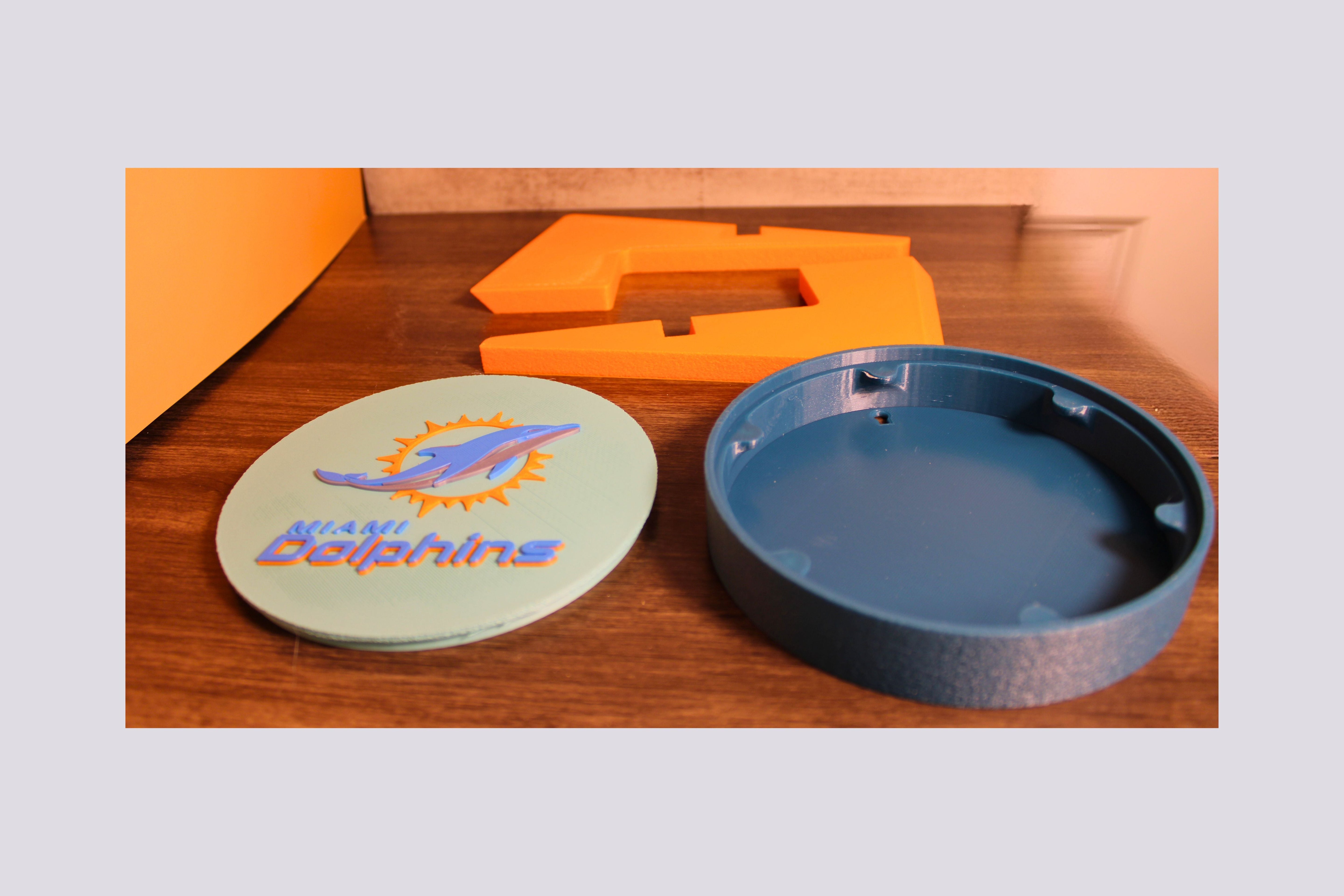 Dolphins 3D Logo Stash Box or Keepsake | Magnetic Compartment Tiki-Taka3D