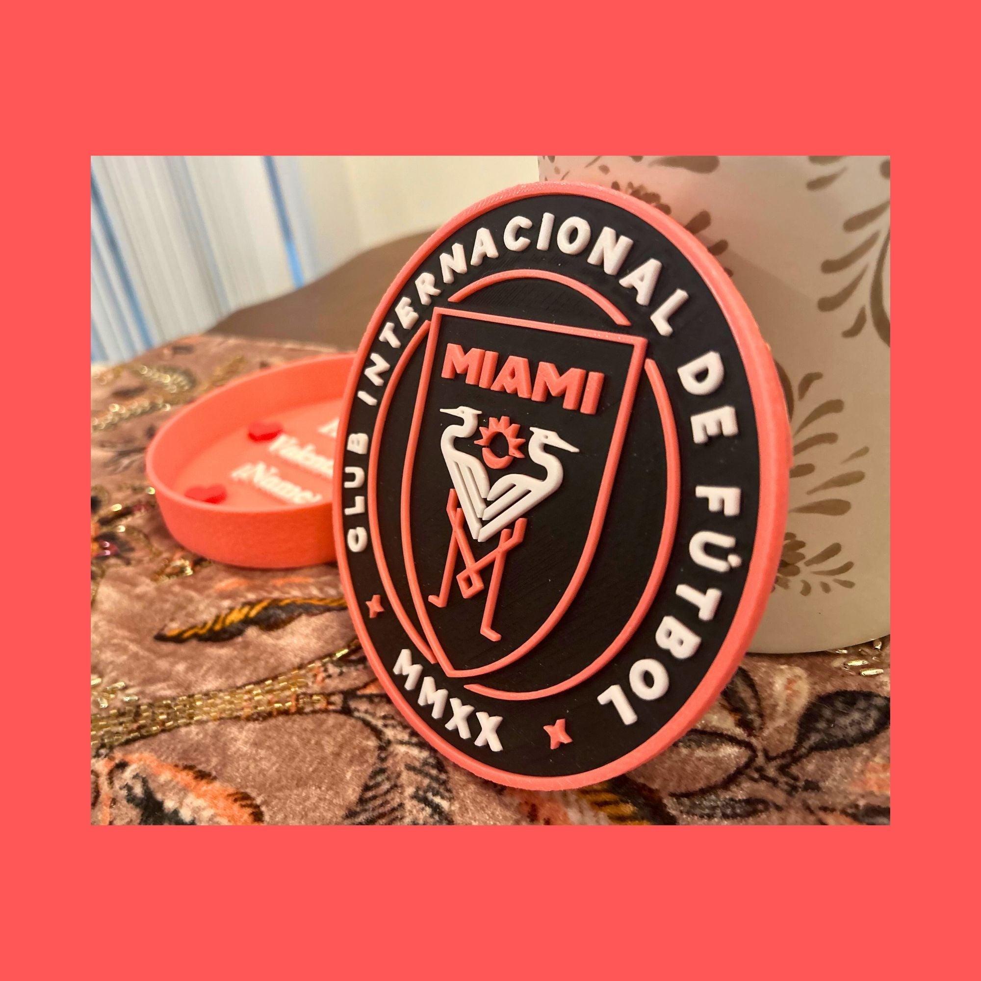 Inter Miami 3D Printed Emblem – Stylish Decor for Messi Fans & Soccer Lovers Tiki-Taka3D