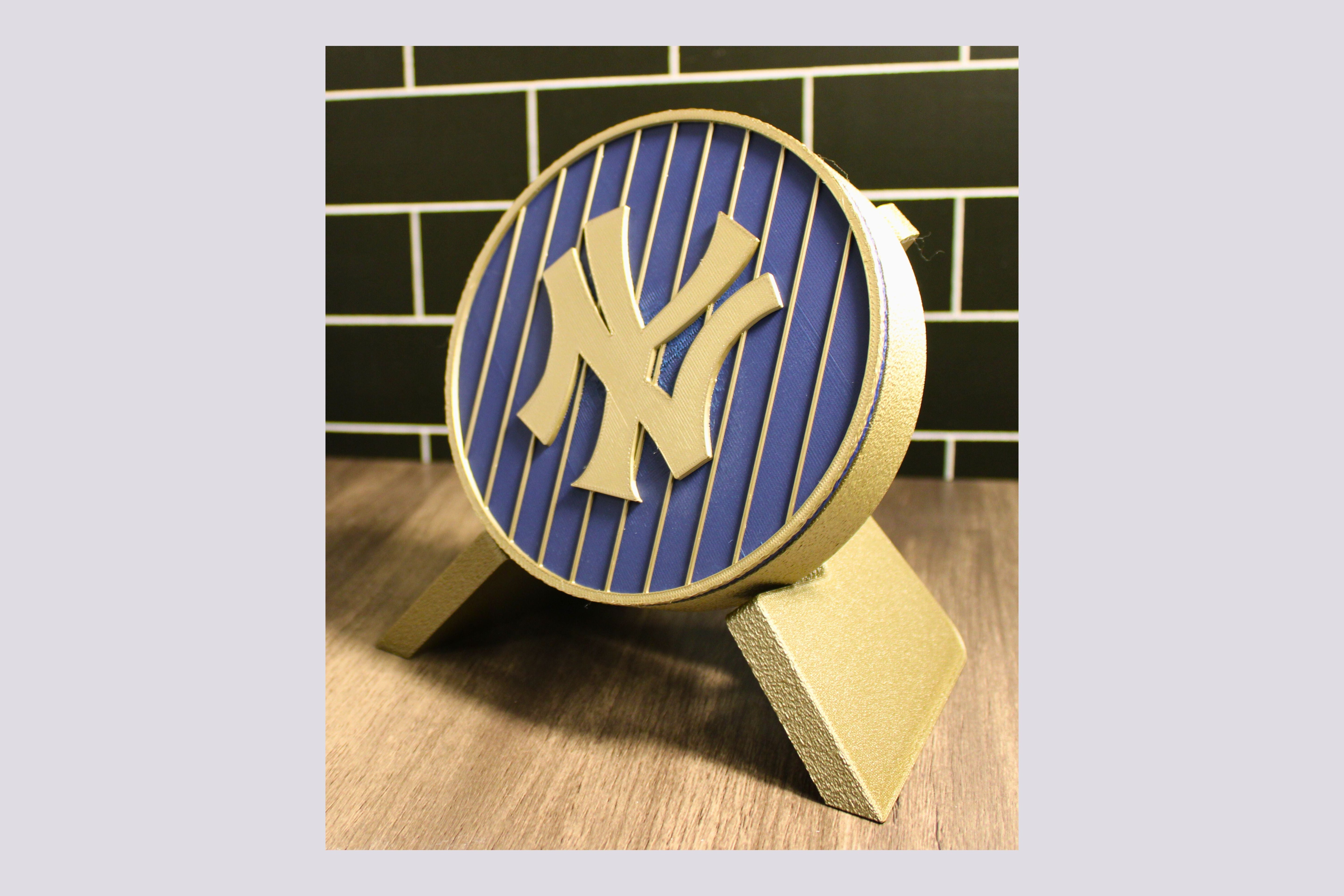 NY Yankees 3D Logo Stash Box. Blue and Iridium Gold Colored. Tiki-Taka3D