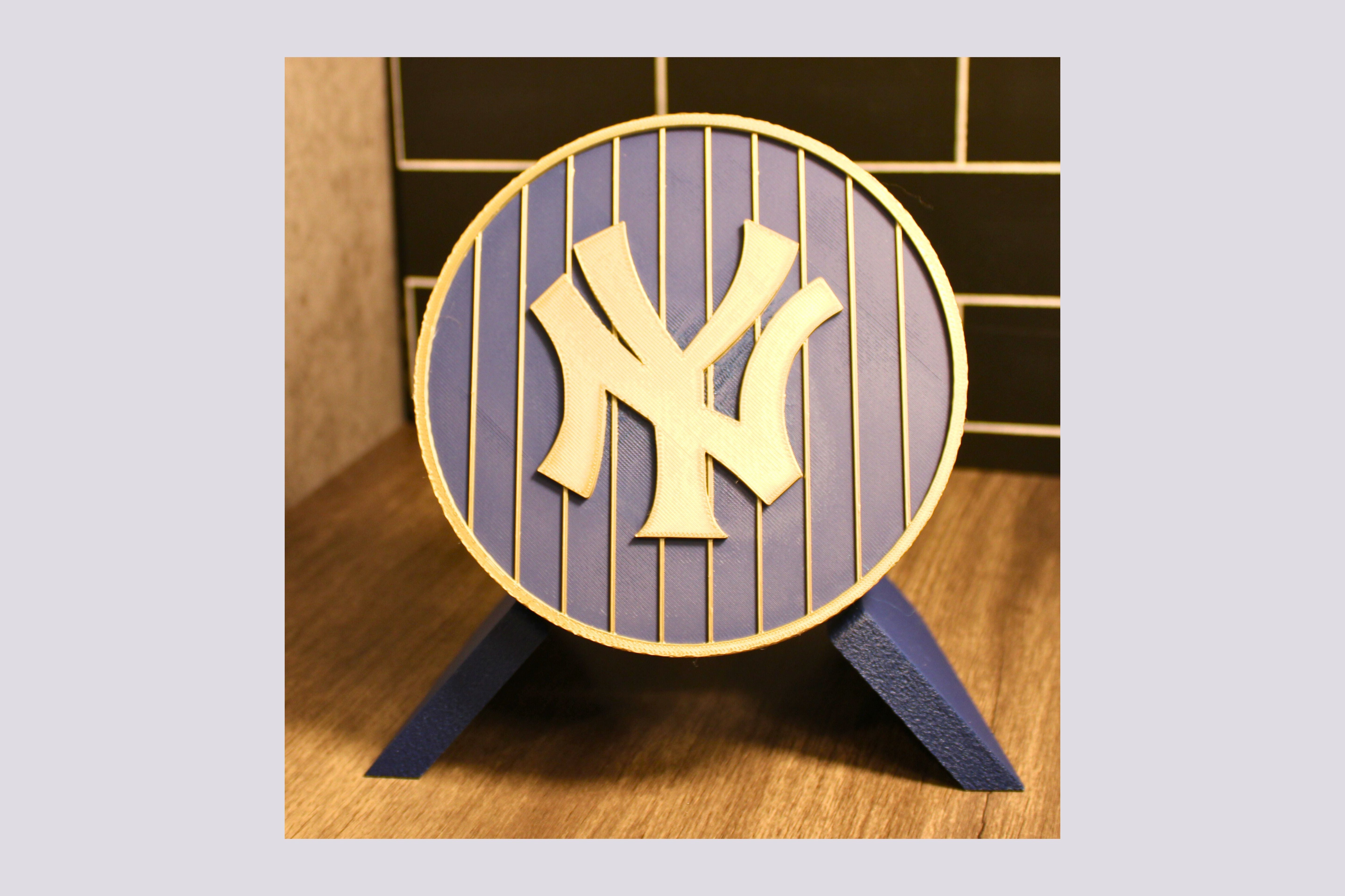 NY Yankees 3D Logo Stash Box. Blue and Iridium Gold Colored. Tiki-Taka3D