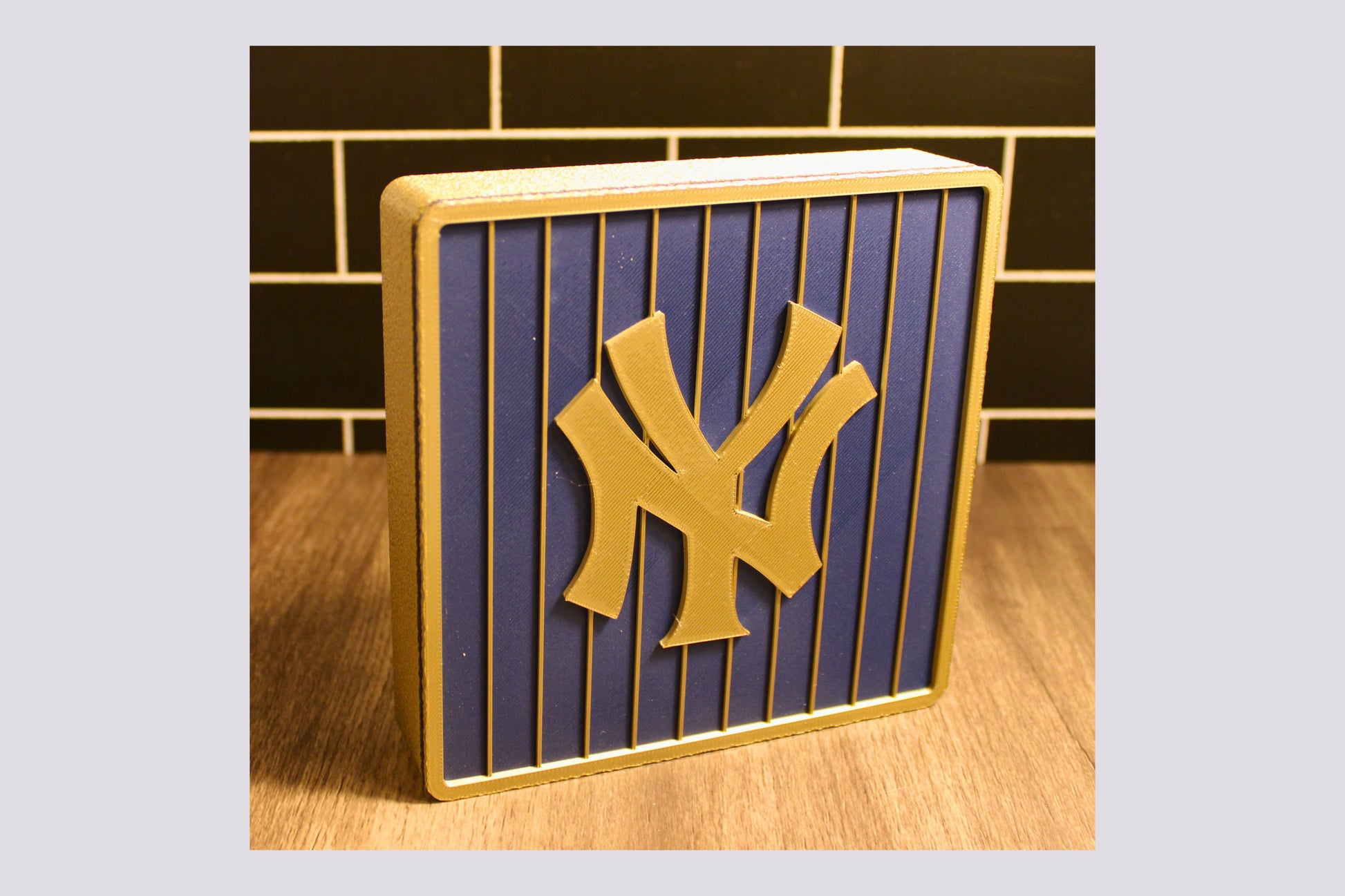 NY Yankees 3D Logo Stash Box. Blue and Iridium Gold Colored. Tiki-Taka3D