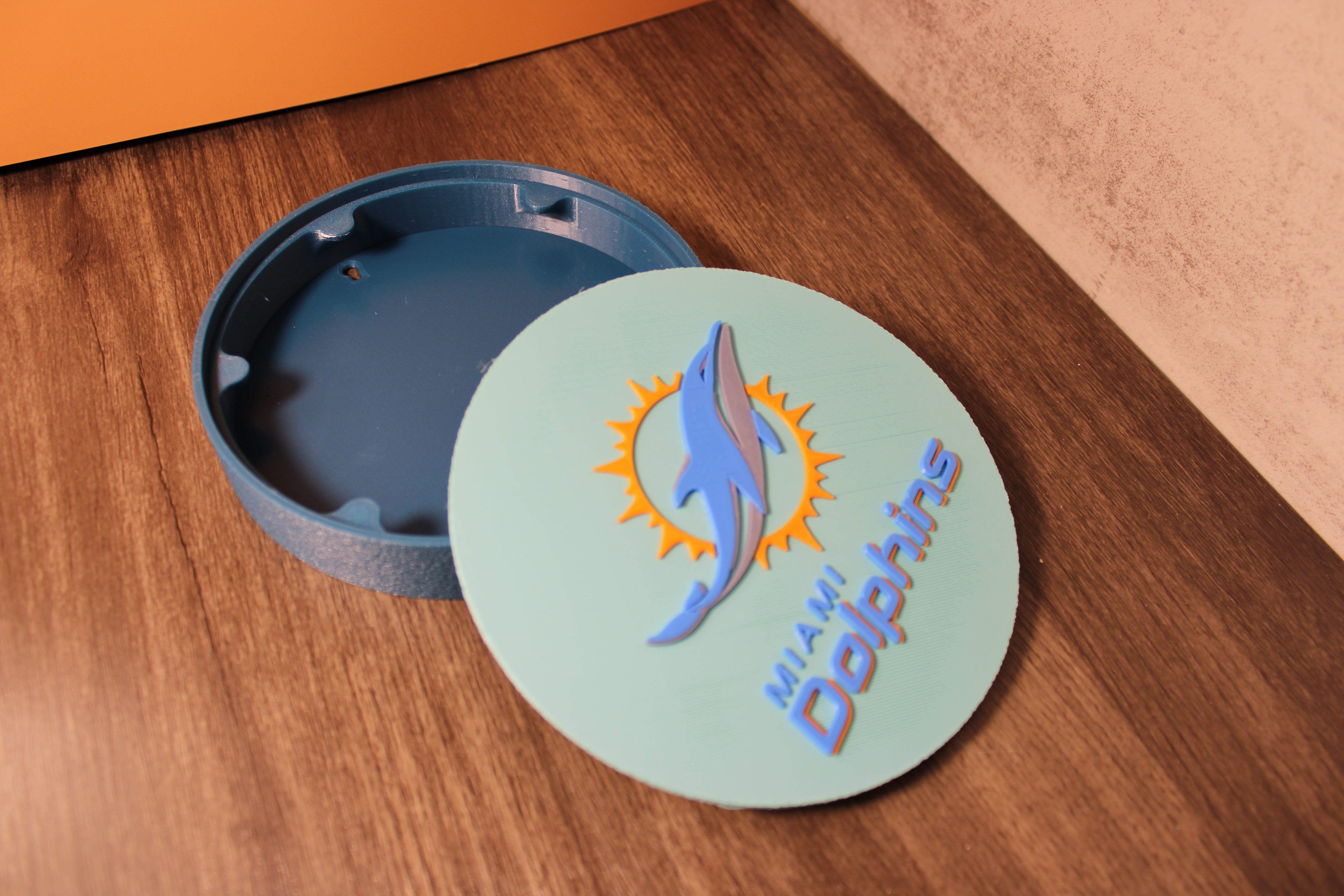 Dolphins 3D Logo Stash Box or Keepsake | Magnetic Compartment Tiki-Taka3D