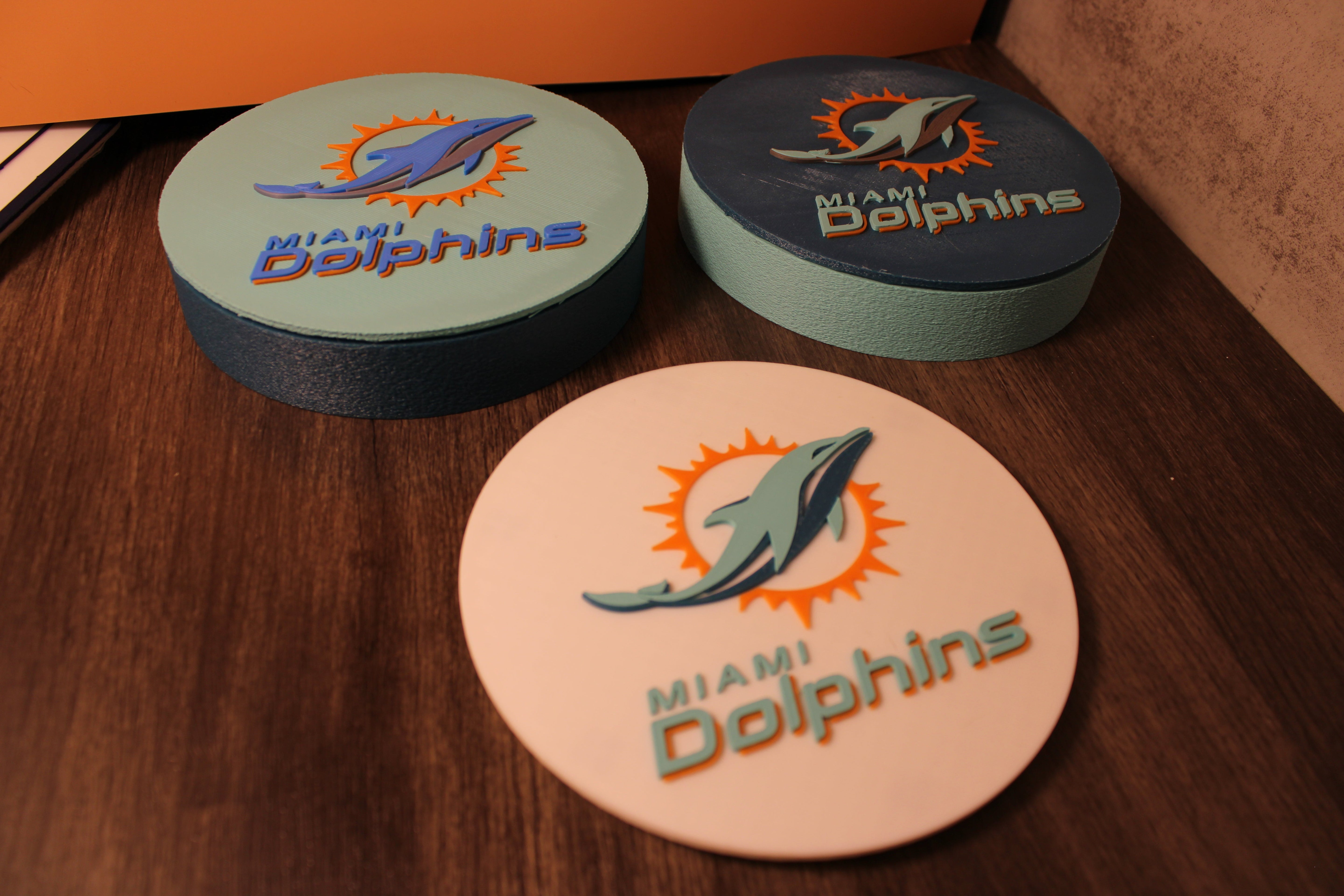 Dolphins 3D Logo Stash Box or Keepsake | Magnetic Compartment Tiki-Taka3D