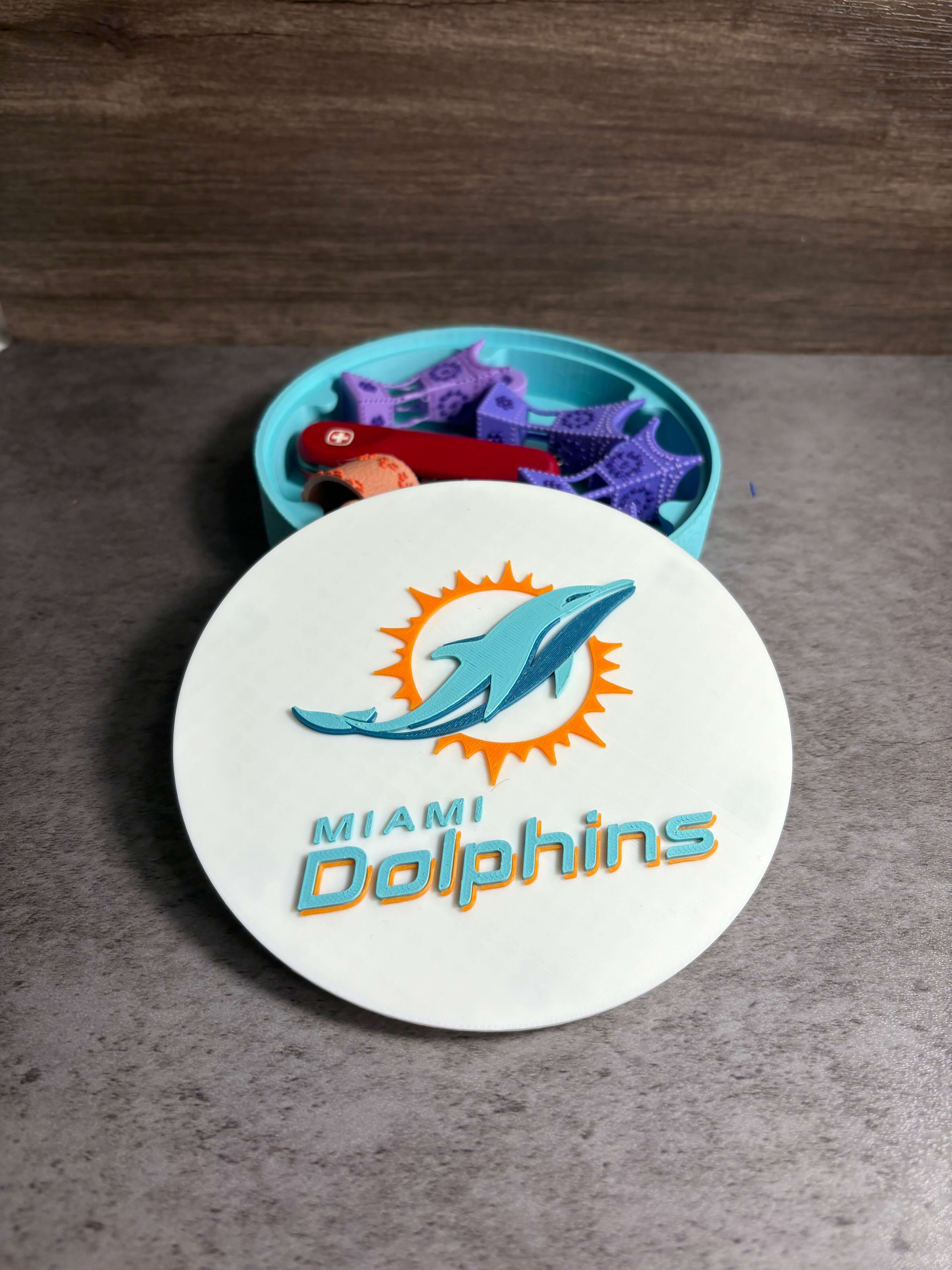 Miami Dolphins 3D Logo Plaque | Magnetic Keepsake Box | NFL Fan Wall Art Decor Tiki-Taka3D
