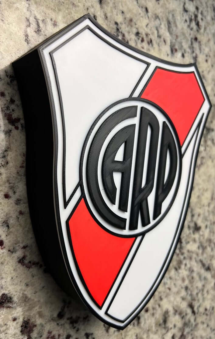 River Plate 3D printed plaque displaying the iconic logo in vibrant colors, perfect soccer decor for fans and coaches.