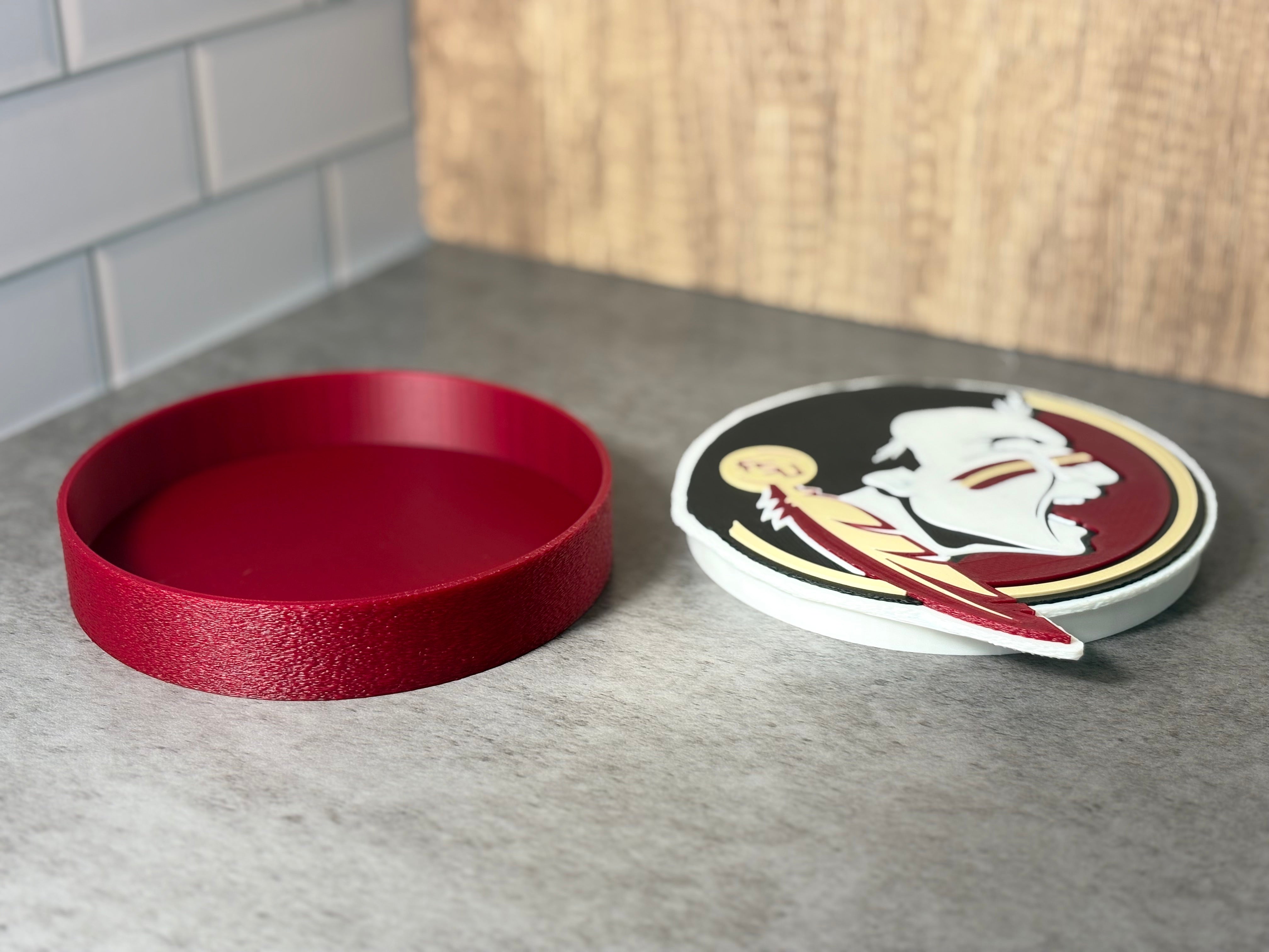 FSU Seminoles 3D Logo Display with Storage Box - Personalized Desk Decor