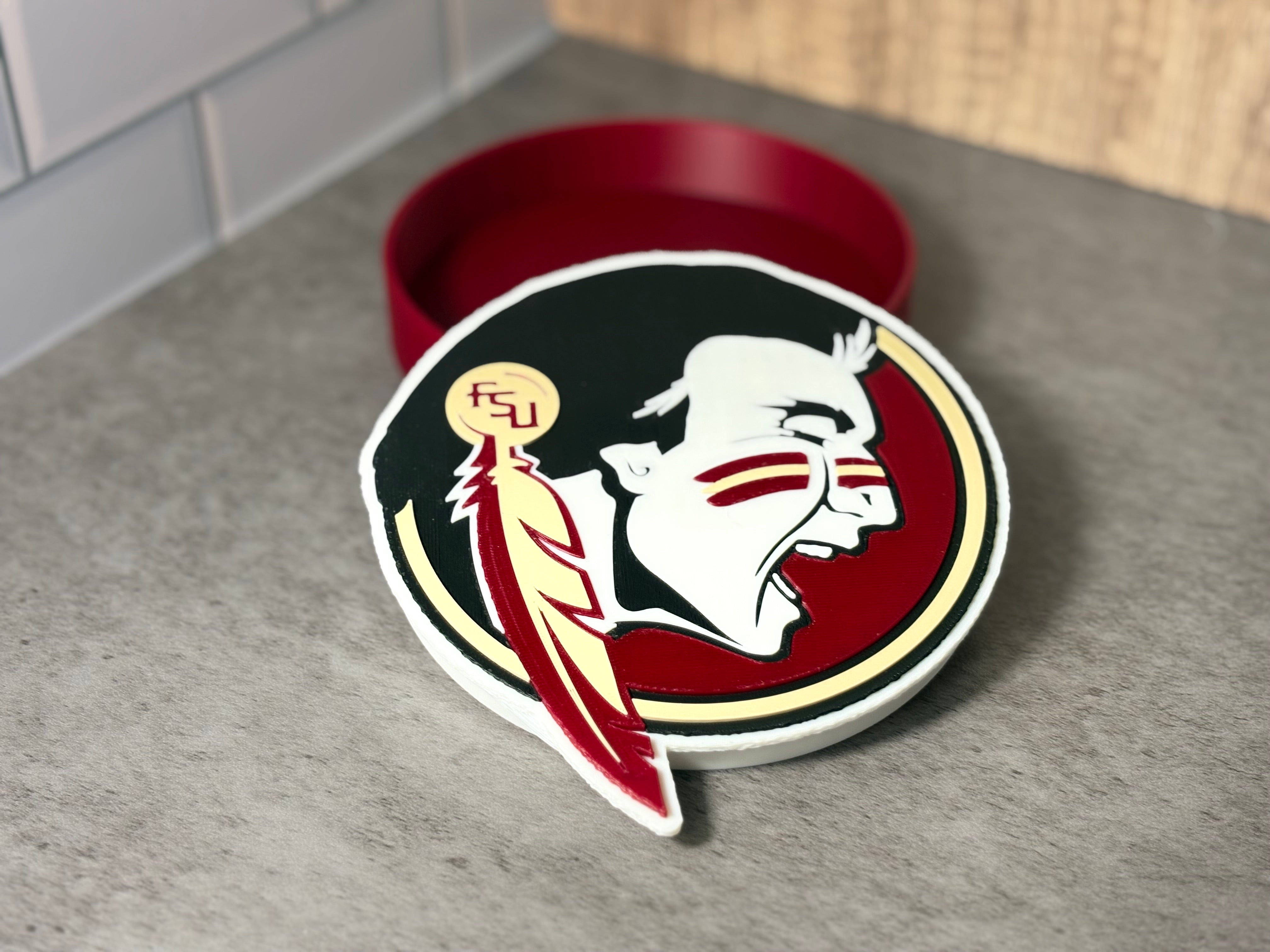 FSU Seminoles 3D Logo Display with Storage Box - Personalized Desk Decor