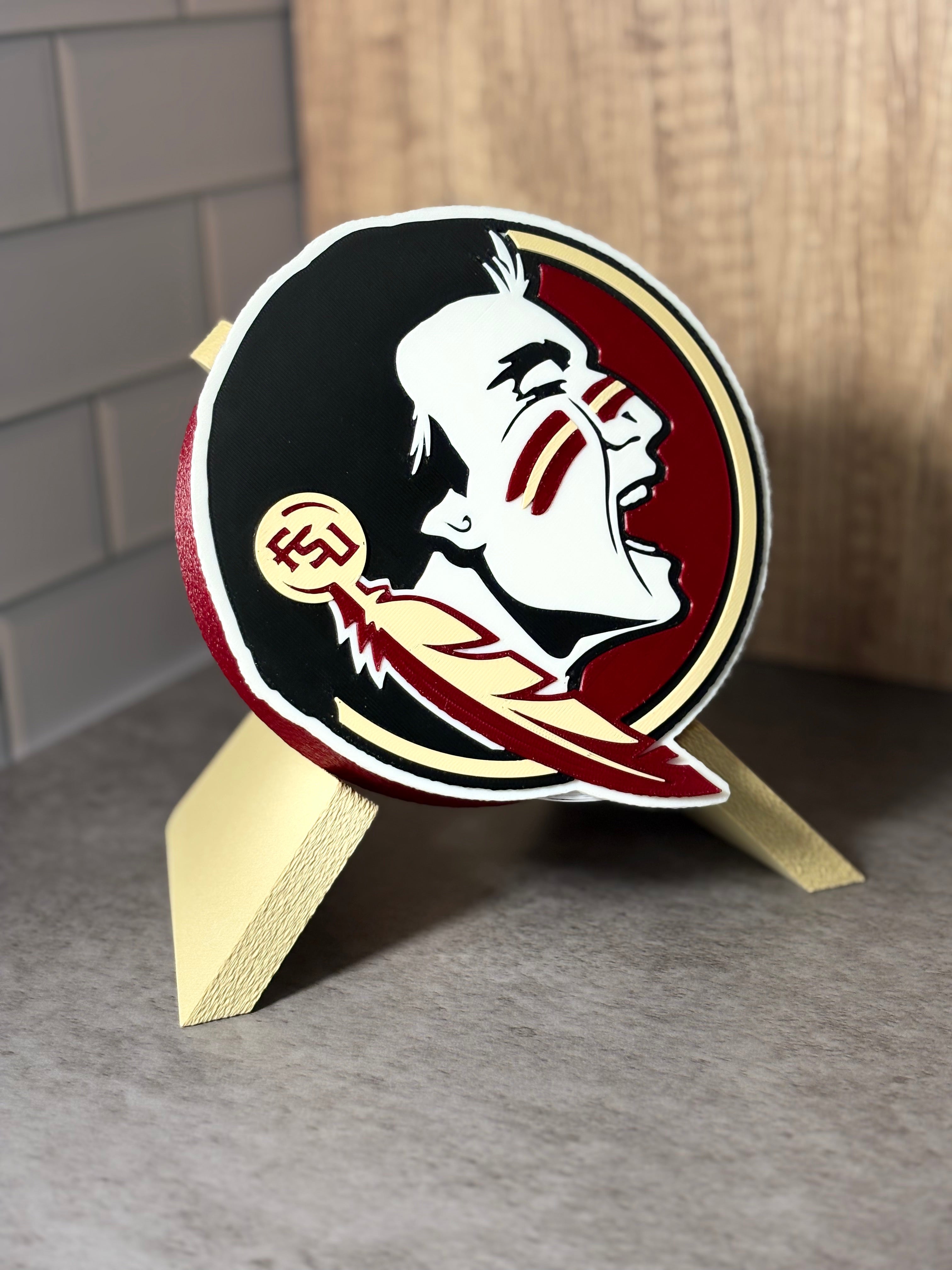 FSU Seminoles 3D Logo Display with Storage Box - Personalized Desk Decor