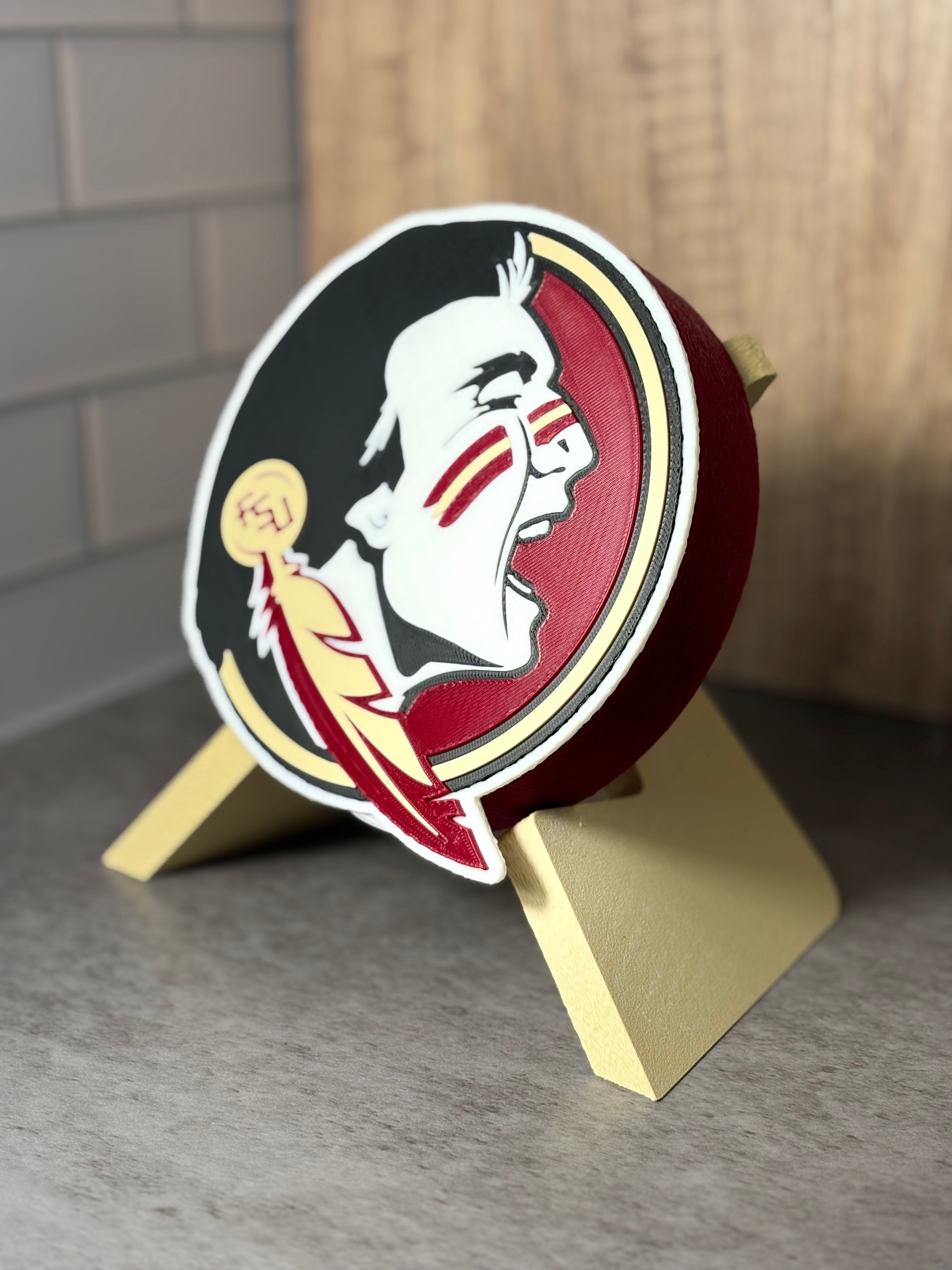 FSU Seminoles 3D Logo Display with Storage Box - Personalized Desk Decor