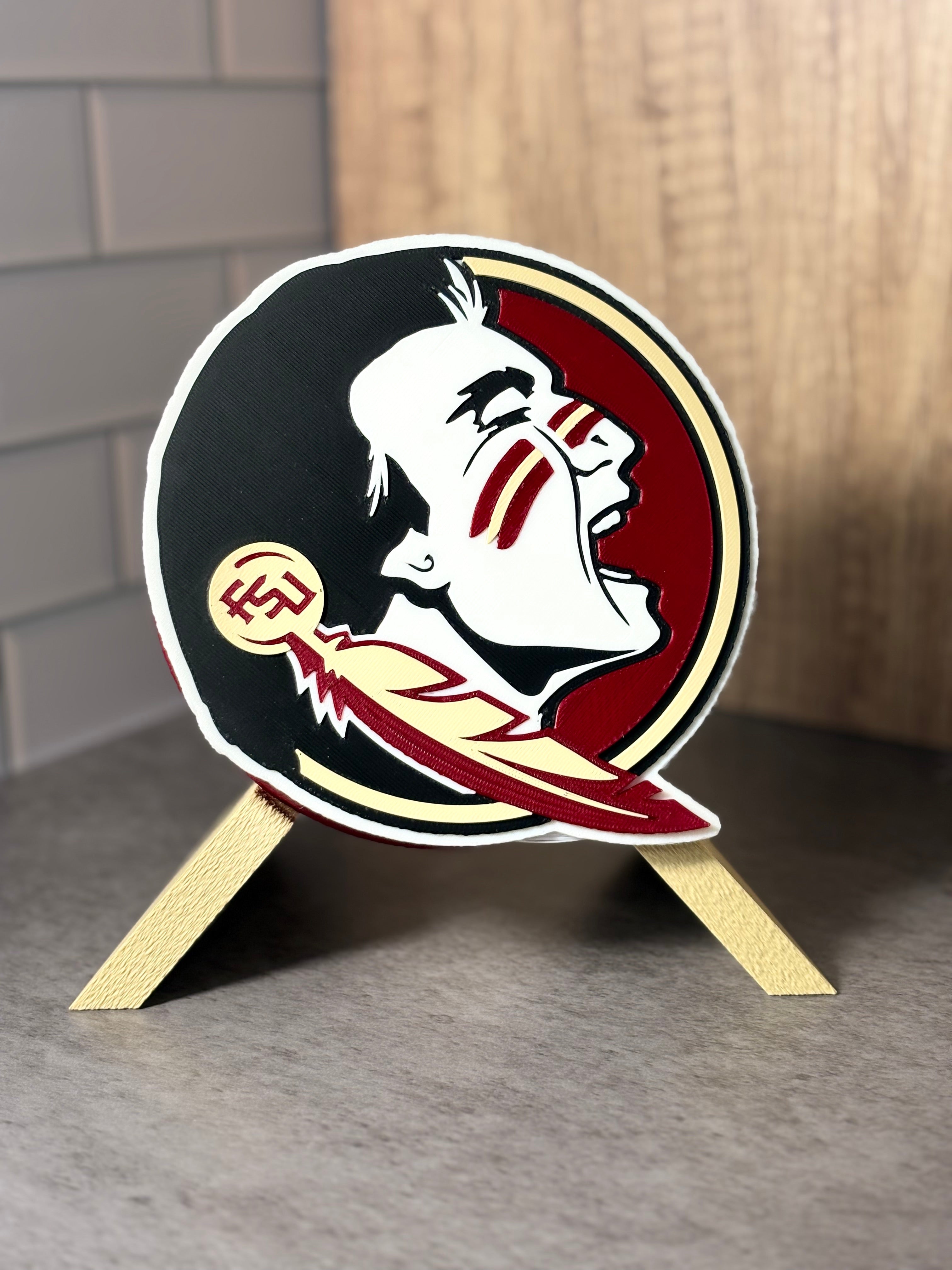 FSU Seminoles 3D Logo Display with Storage Box - Personalized Desk Decor