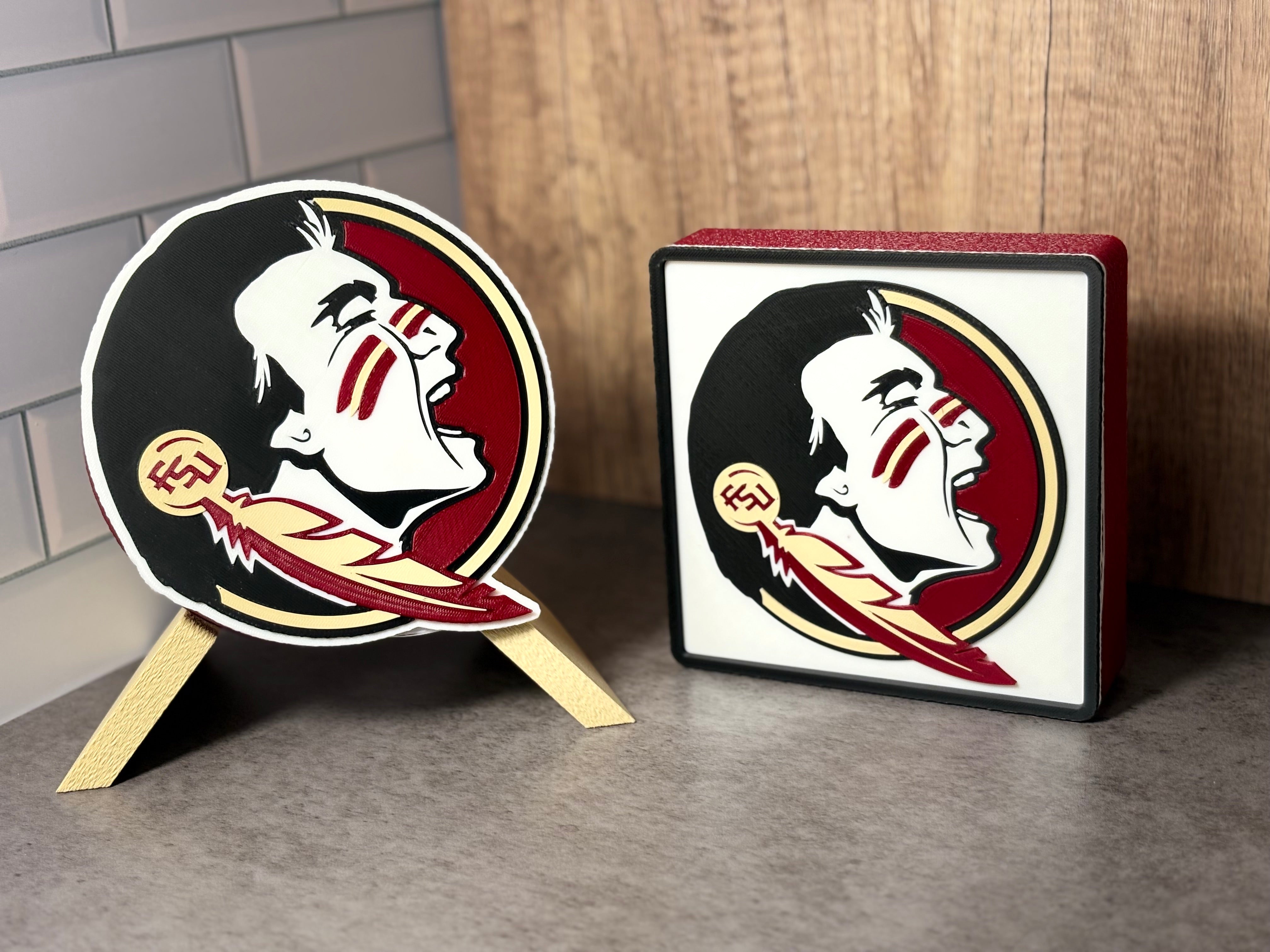 FSU Seminoles 3D Logo Display with Storage Box - Personalized Desk Decor