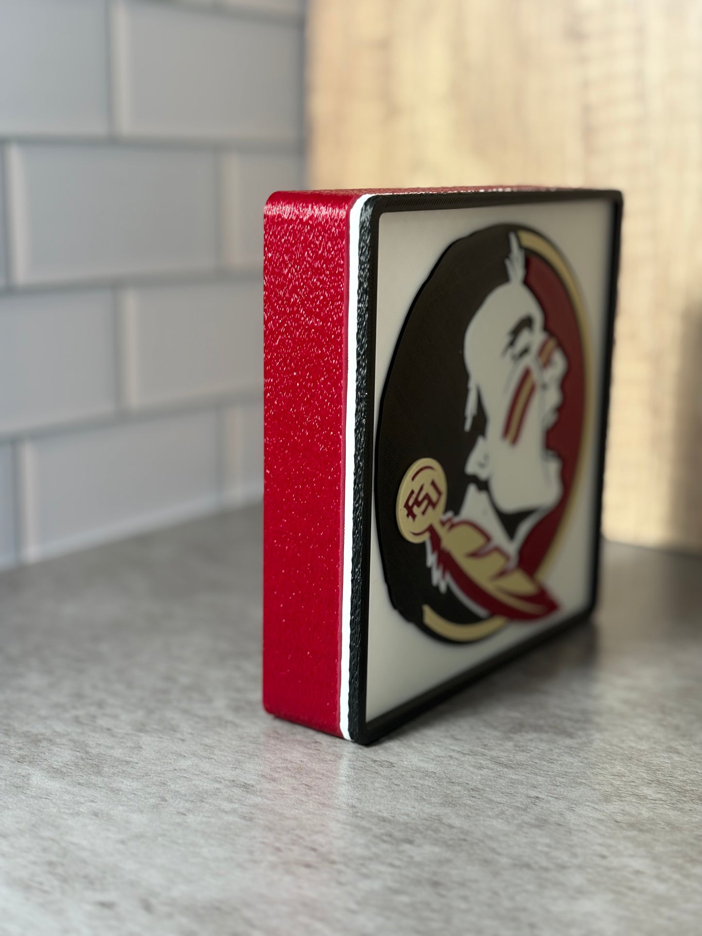 FSU Seminoles 3D Logo Display with Storage Box - Personalized Desk Decor