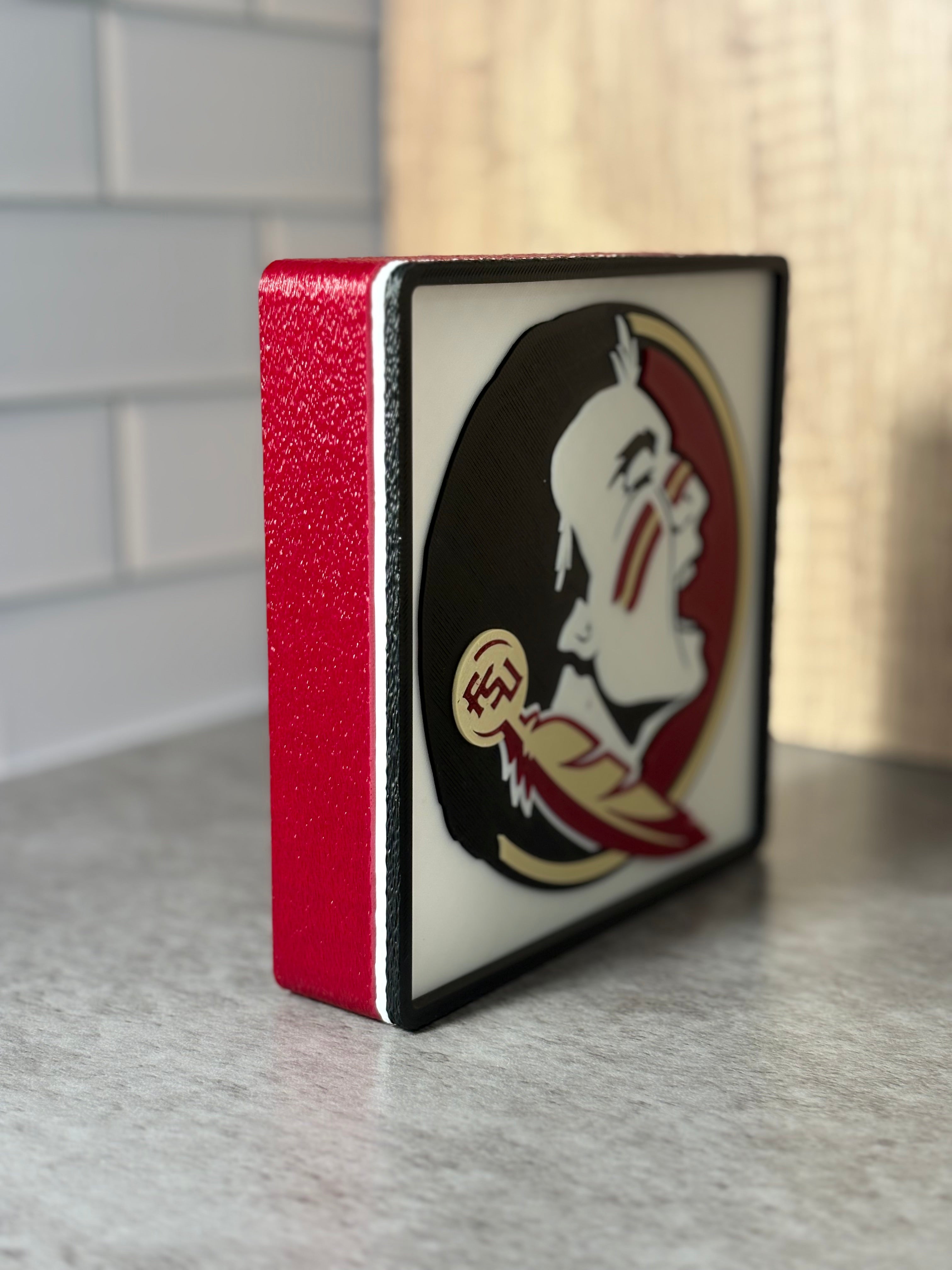 FSU Seminoles 3D Logo Display with Storage Box - Personalized Desk Decor