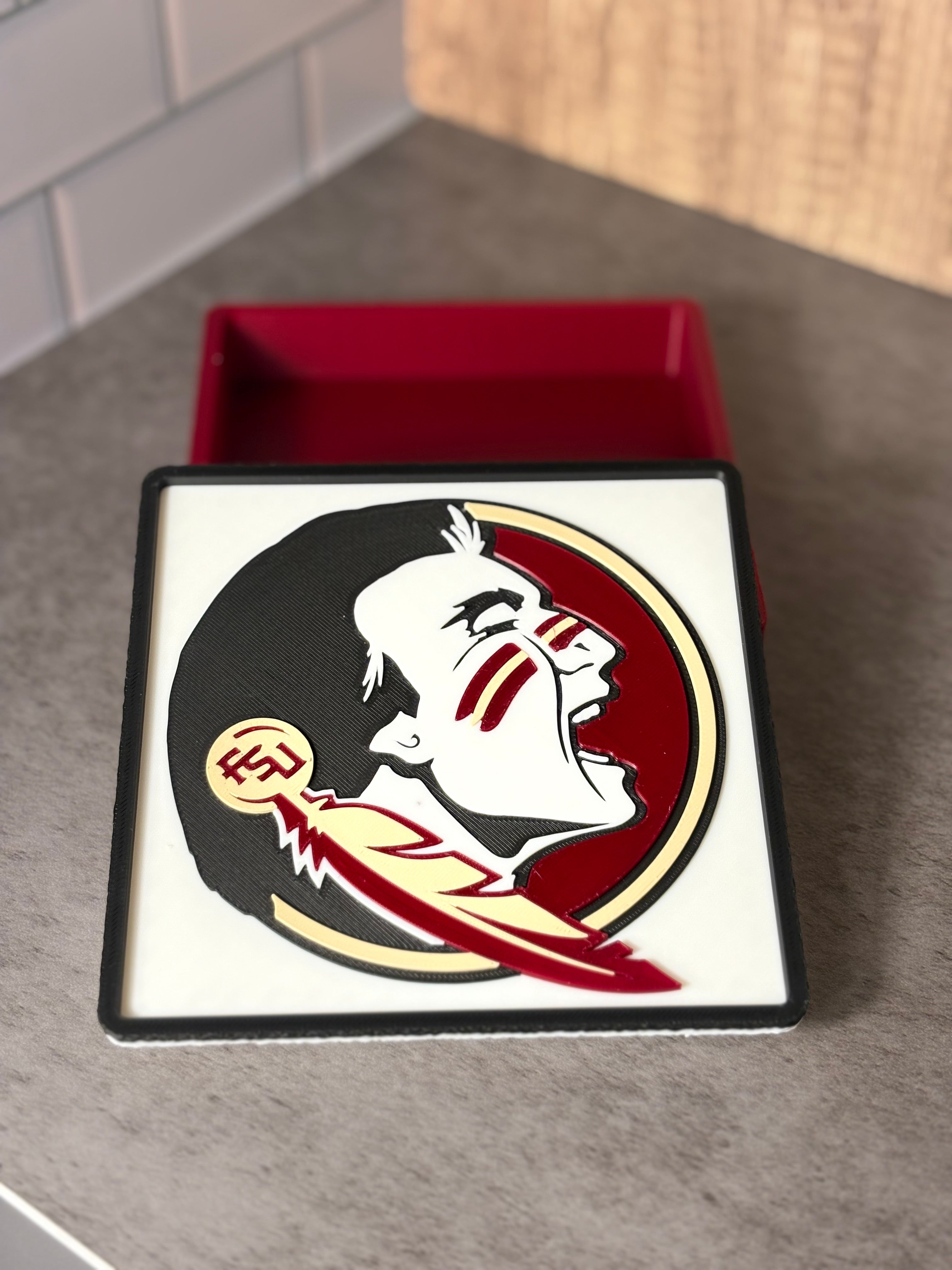 FSU Seminoles 3D Logo Display with Storage Box - Personalized Desk Decor