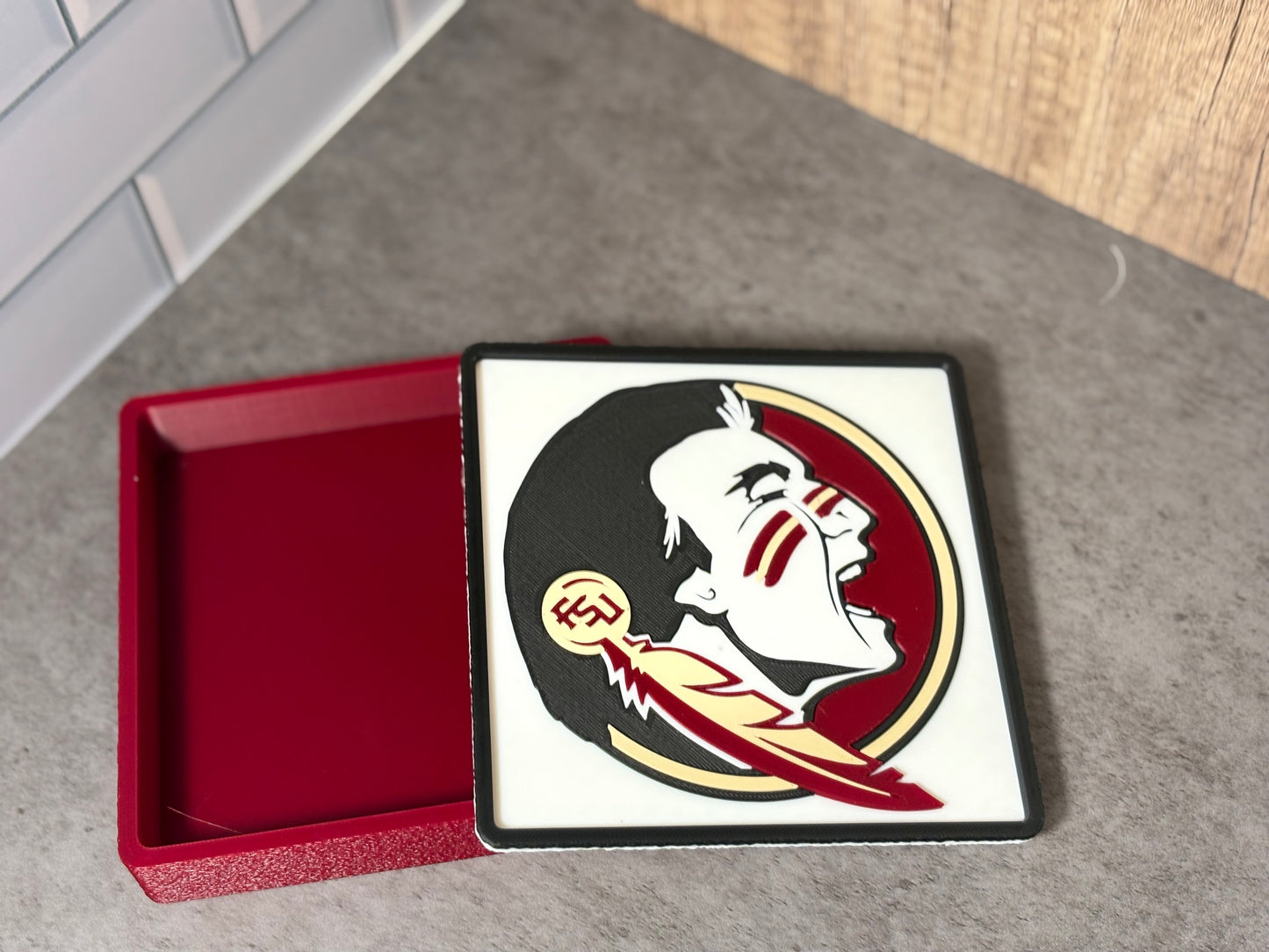 FSU Seminoles 3D Logo Display with Storage Box - Personalized Desk Decor