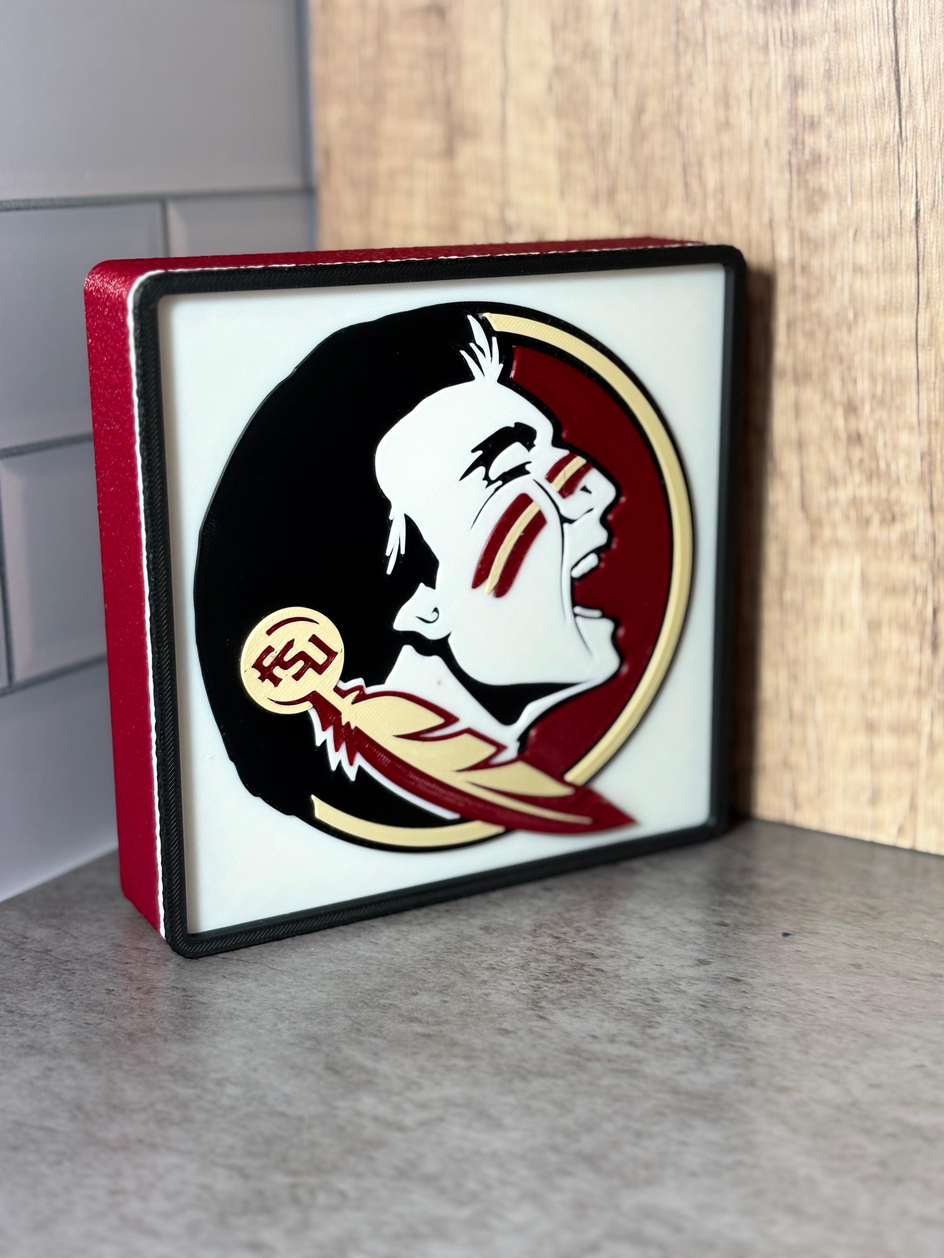 FSU Seminoles 3D Logo Display with Storage Box - Personalized Desk Decor