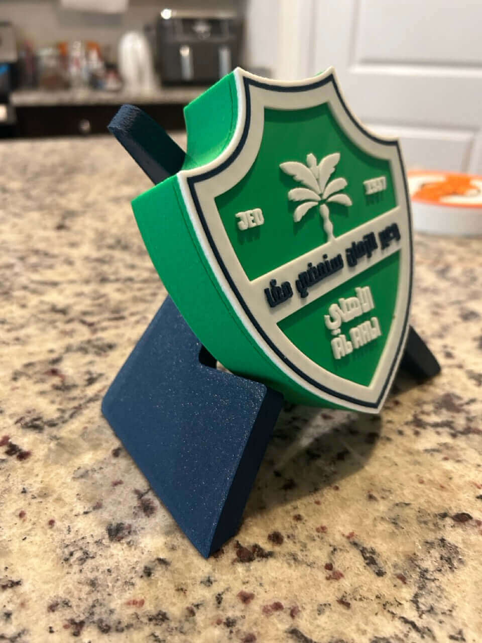 Al-Ahli Saudi FC 3D printed plaque in green and white, showcasing vibrant colors and unique design for fans.