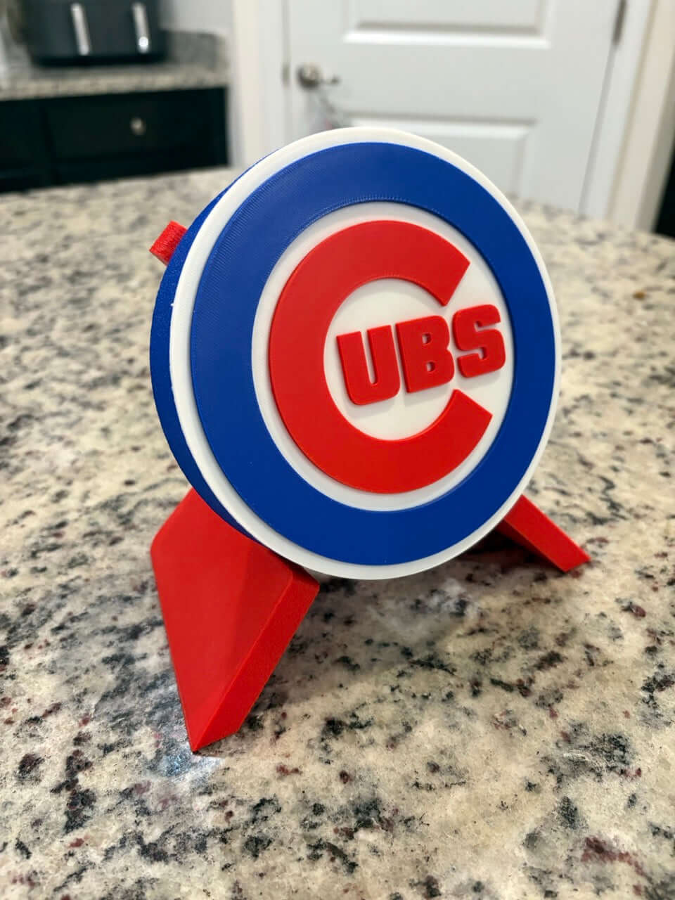 3D Chicago Cubs plaque with vibrant colors, unique design, and sturdy stand, perfect for MLB fans and decor.