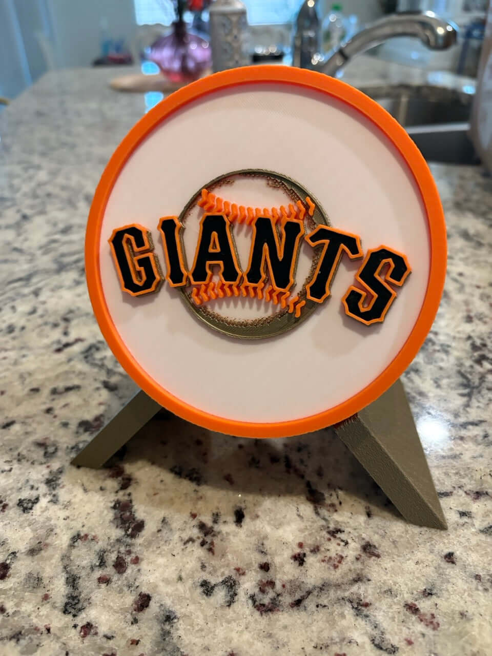 Customized San Francisco Giants 3D printed plaque showcasing vibrant colors, perfect sports decor for baseball fans.