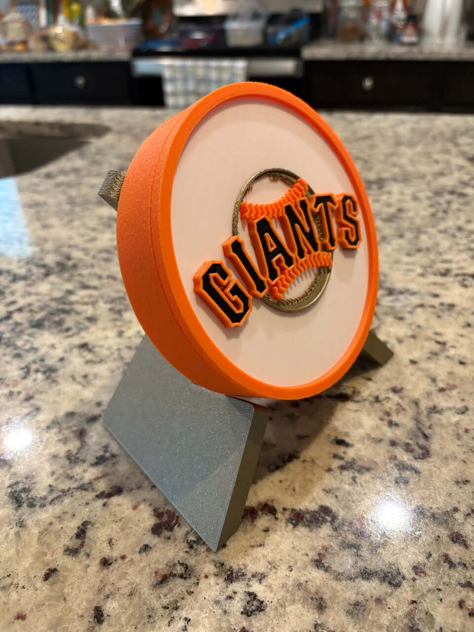 3D printed San Francisco Giants plaque in vibrant colors, unique MLB decor for baseball fans, no assembly needed.
