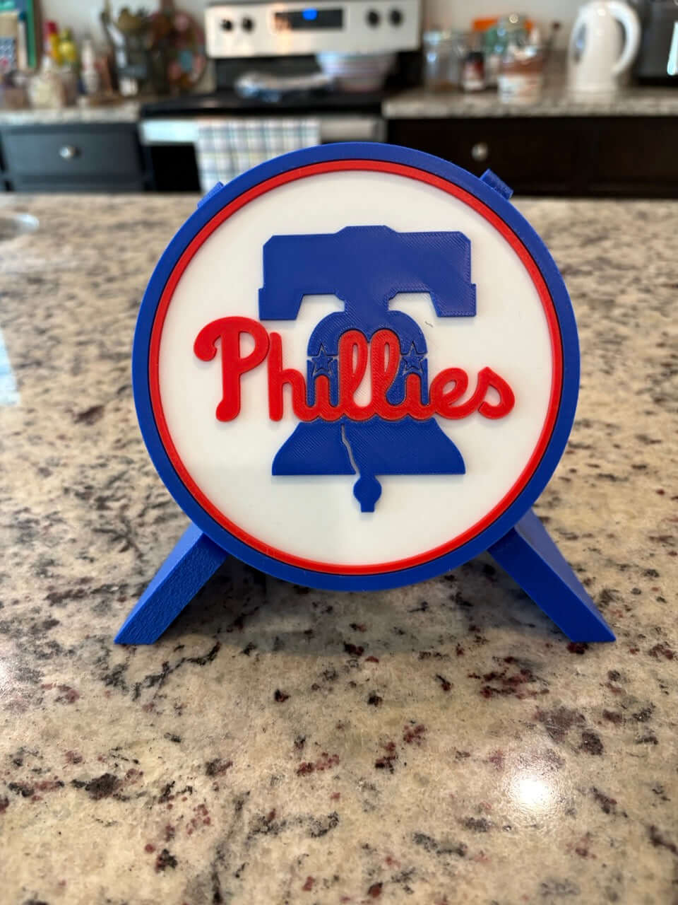 Customized 3D printed Philadelphia Phillies plaque in vibrant colors, perfect for sports decor or as a unique gift.