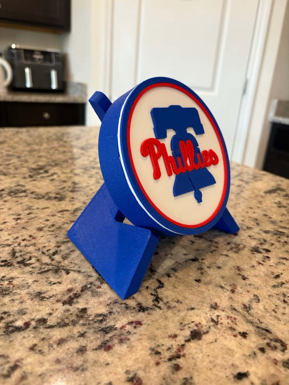 Customized 3D printed Philadelphia Phillies plaque showcasing vibrant colors and high-quality materials for unique sports decor.