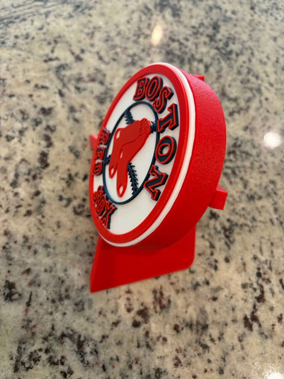 Customized Boston Red Sox 3D printed plaque with vibrant colors, perfect for sports decor and MLB fan gifts.